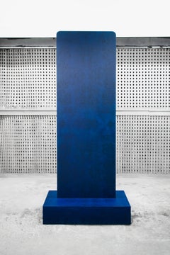 Miroir sur pied en placage de ronce de mappa bleu sur bleu