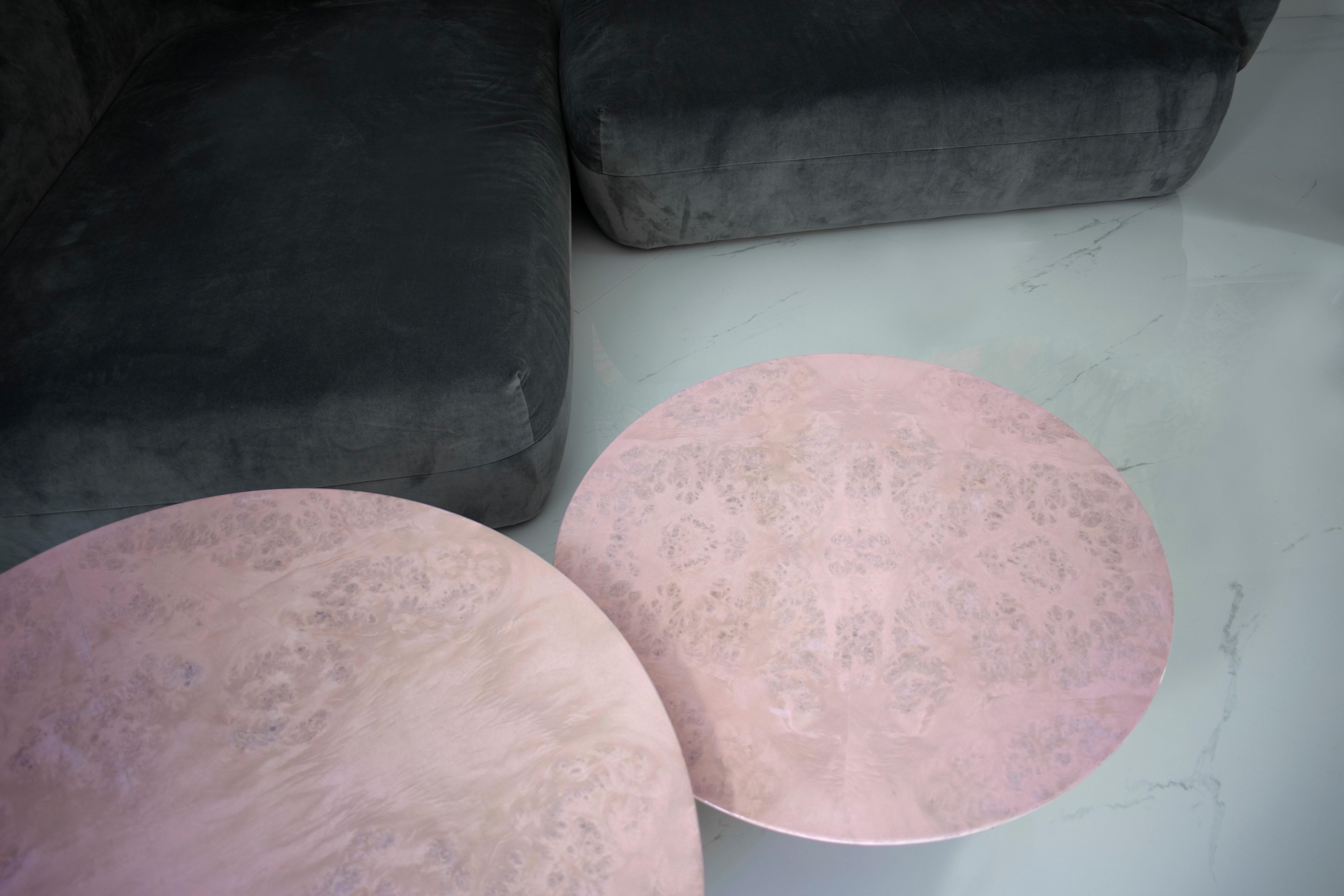 SPHERE Mappa Burl Veneer Solid Wood Pink Coffee Table In New Condition For Sale In Larnaca, CY