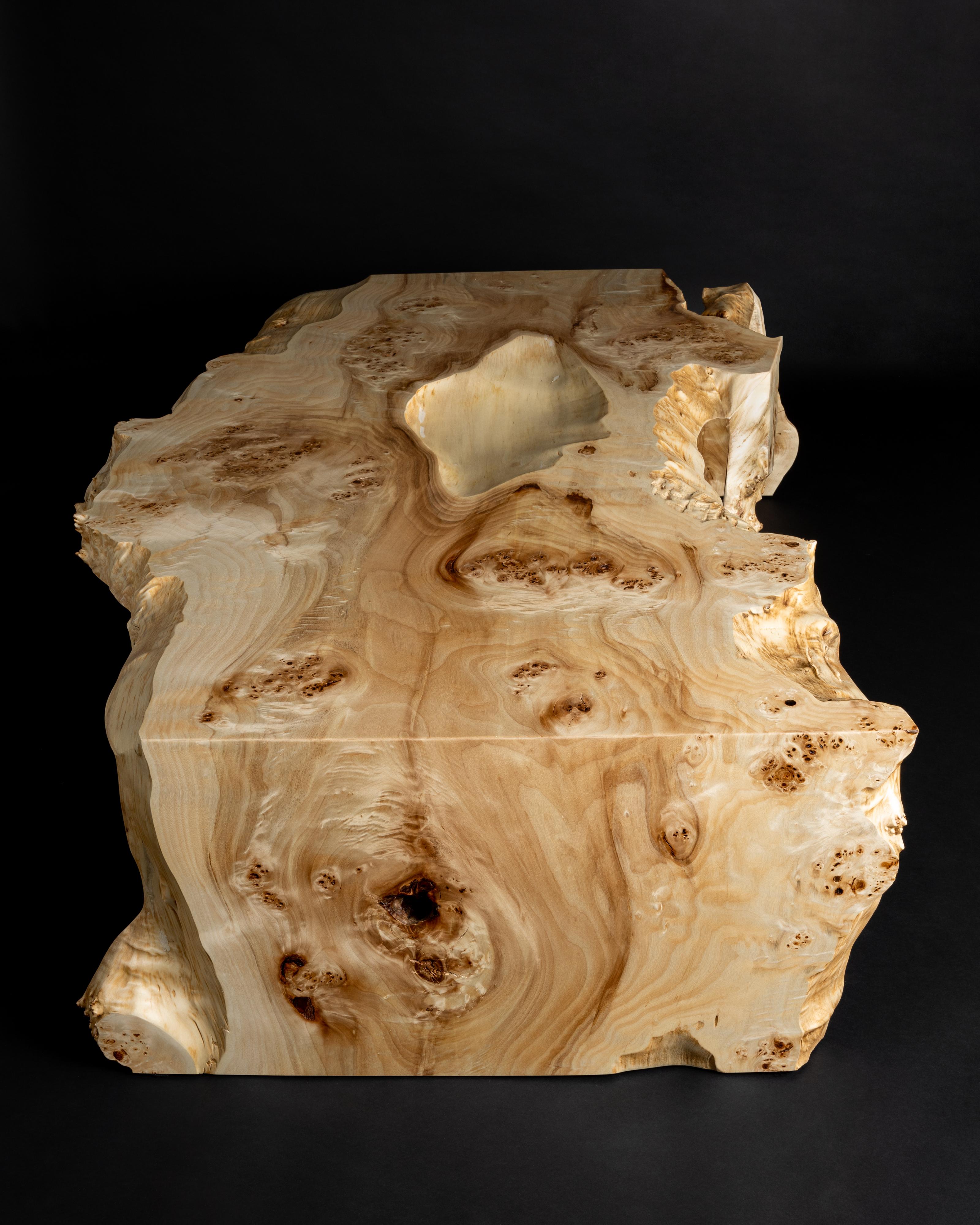burl waterfall coffee table
