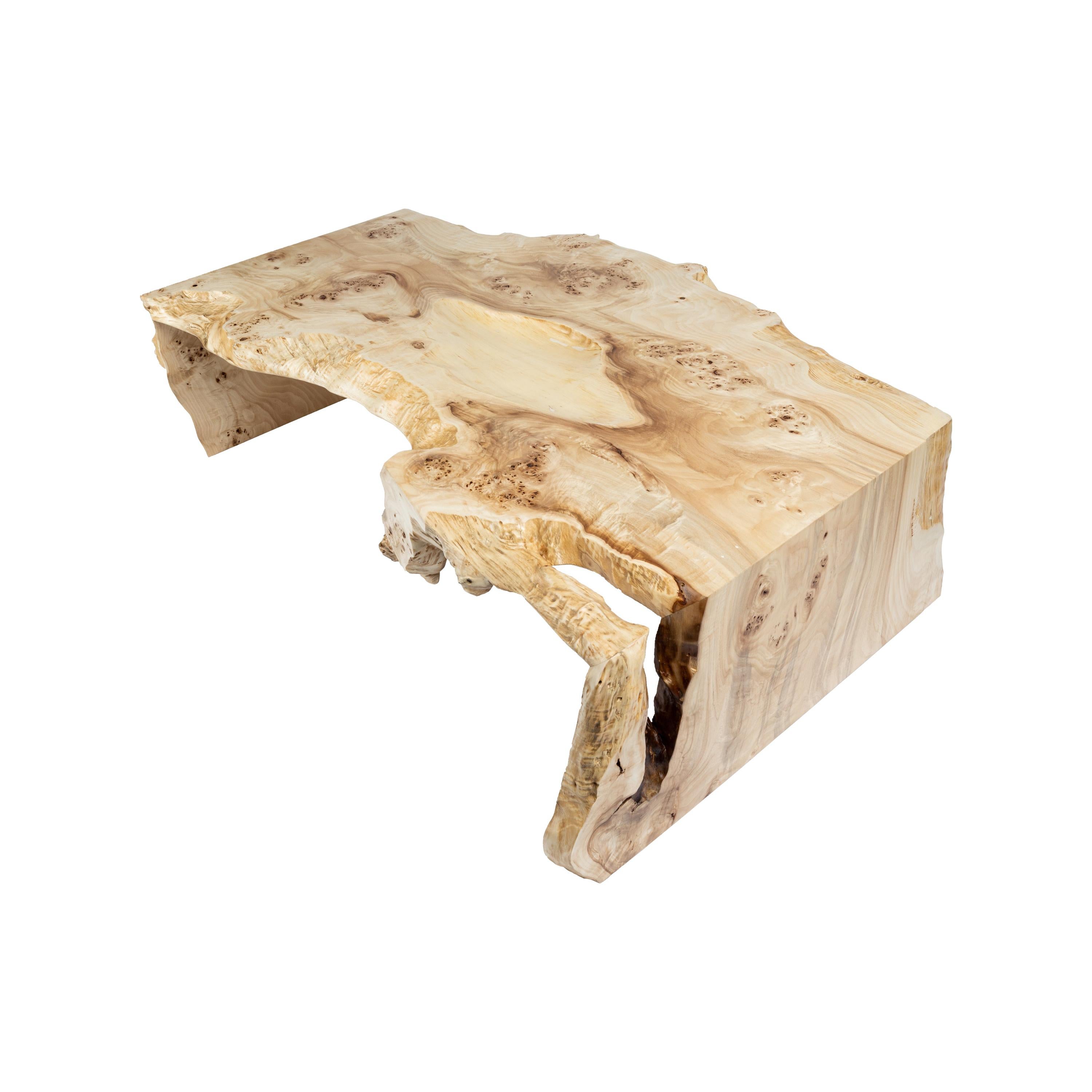 Mappa Burl Waterfall Edge Coffee Table, in Stock