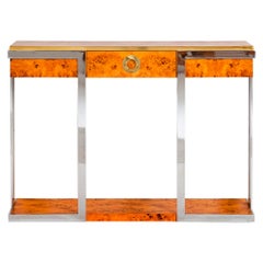 Mappa Burl Wood Console with Chrome