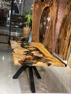 Mappa Burl Wood Table - Bespoke Furniture - Kitchen Dining Table - Resin Table