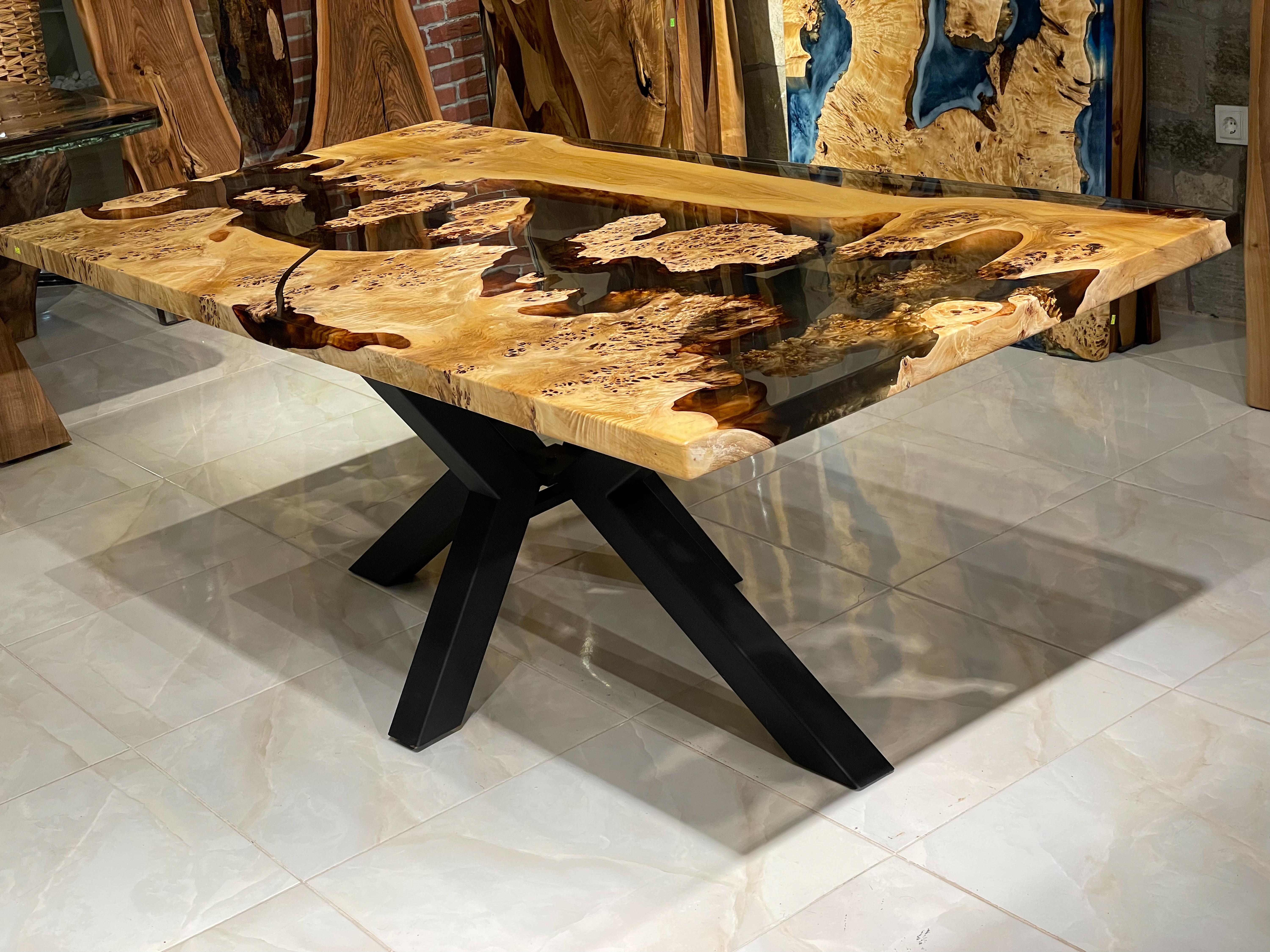 Tavolo Mappa Burl Wood - Mobili su misura - Tavolo da pranzo per cucina - Tavolo in resina In condizioni Nuovo in vendita a İnegöl, TR