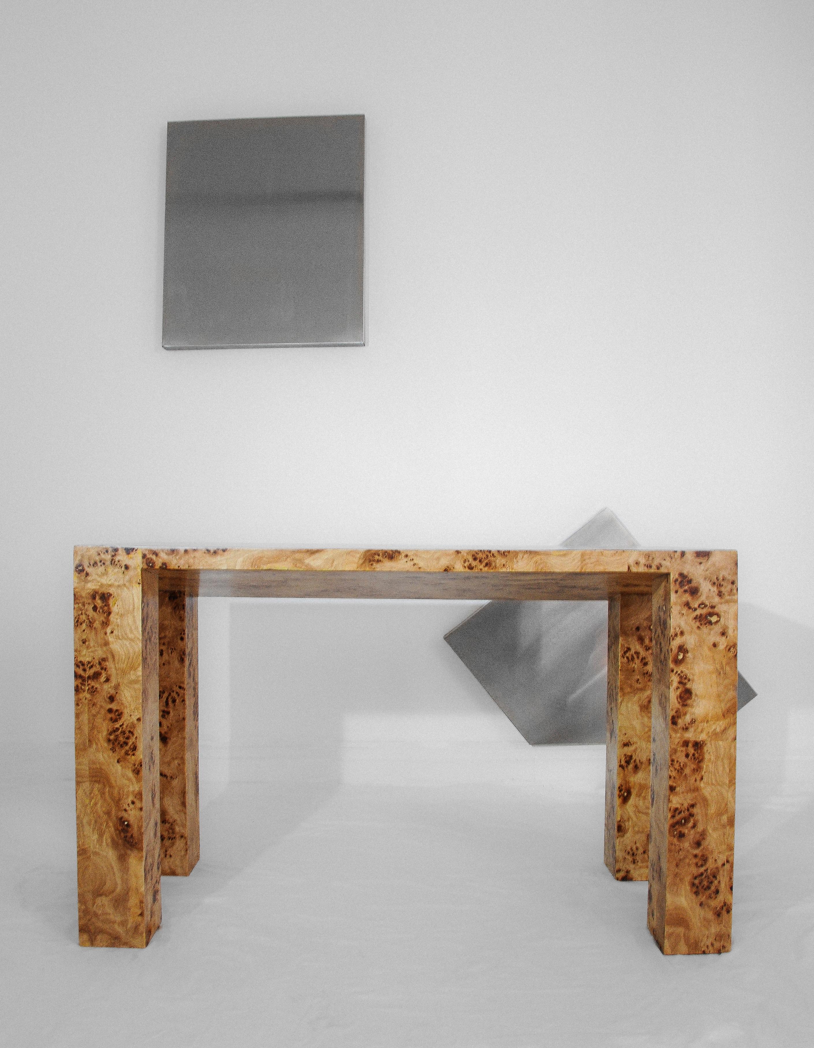 XXIe siècle et contemporain Table console sculpturale Venner en bois de ronce Mappa en vente