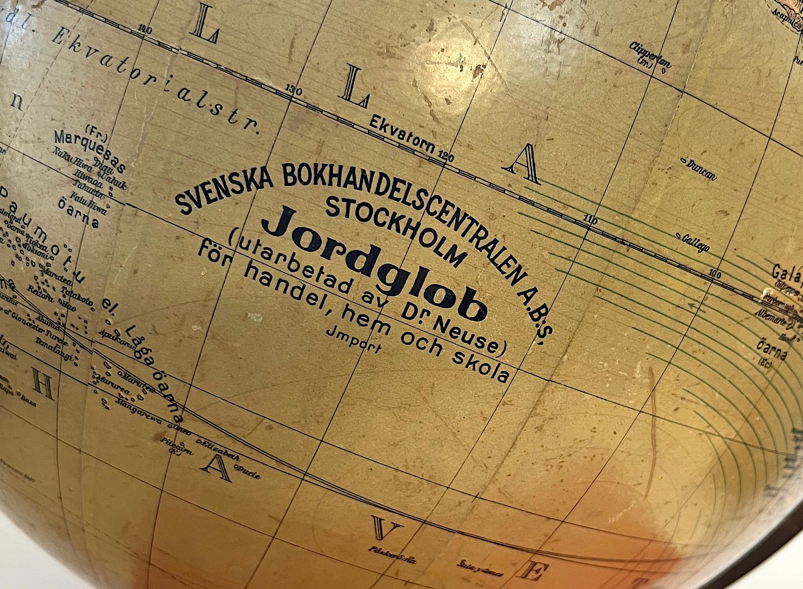 Mappamondo di Dr. Neuse Stockholm per Jordglob, Scandinavia primi '900, Stockholm per Jordglob (Messing) im Angebot