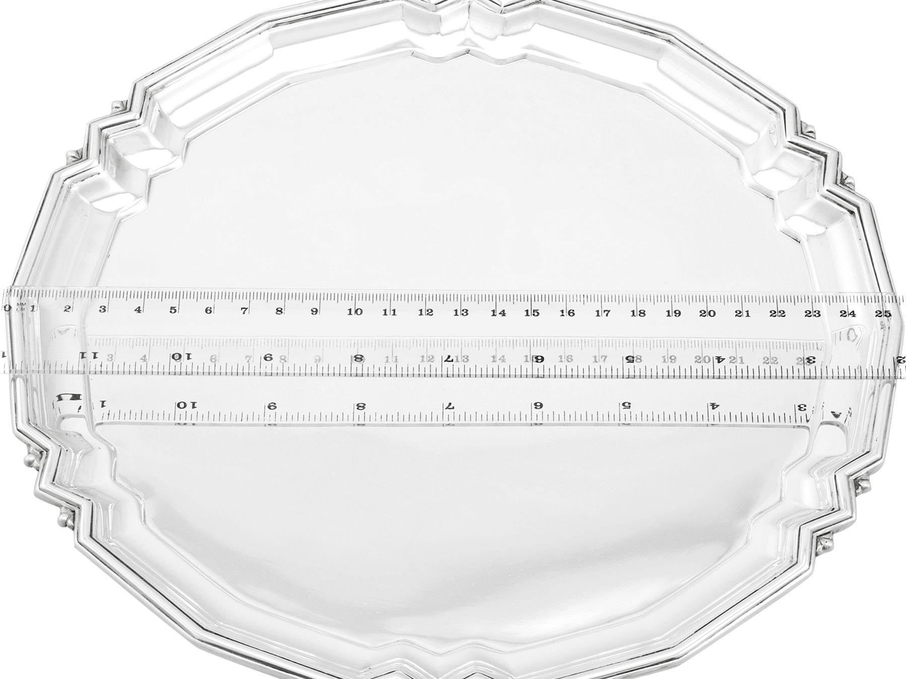 Mappin and Webb Ltd 1933 Art Deco Antique Sterling Silver Salver For Sale 4