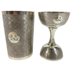 Mappin Bros. Silver Plate Engine Turned Double Jigger and Muddling Cup
