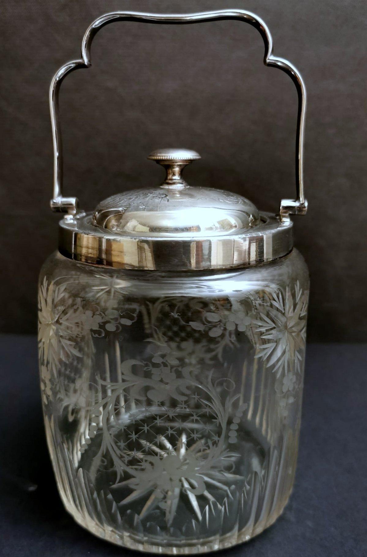 Mappin & Brothers, versilberter Eiskübel aus Kristall mit Deckel (Viktorianisch) im Angebot