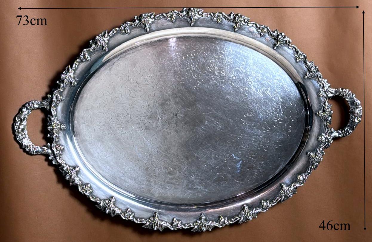 Plateau anglais Mappin Brothers Old Sheffield, style victorien gravé et marqué en vente 12