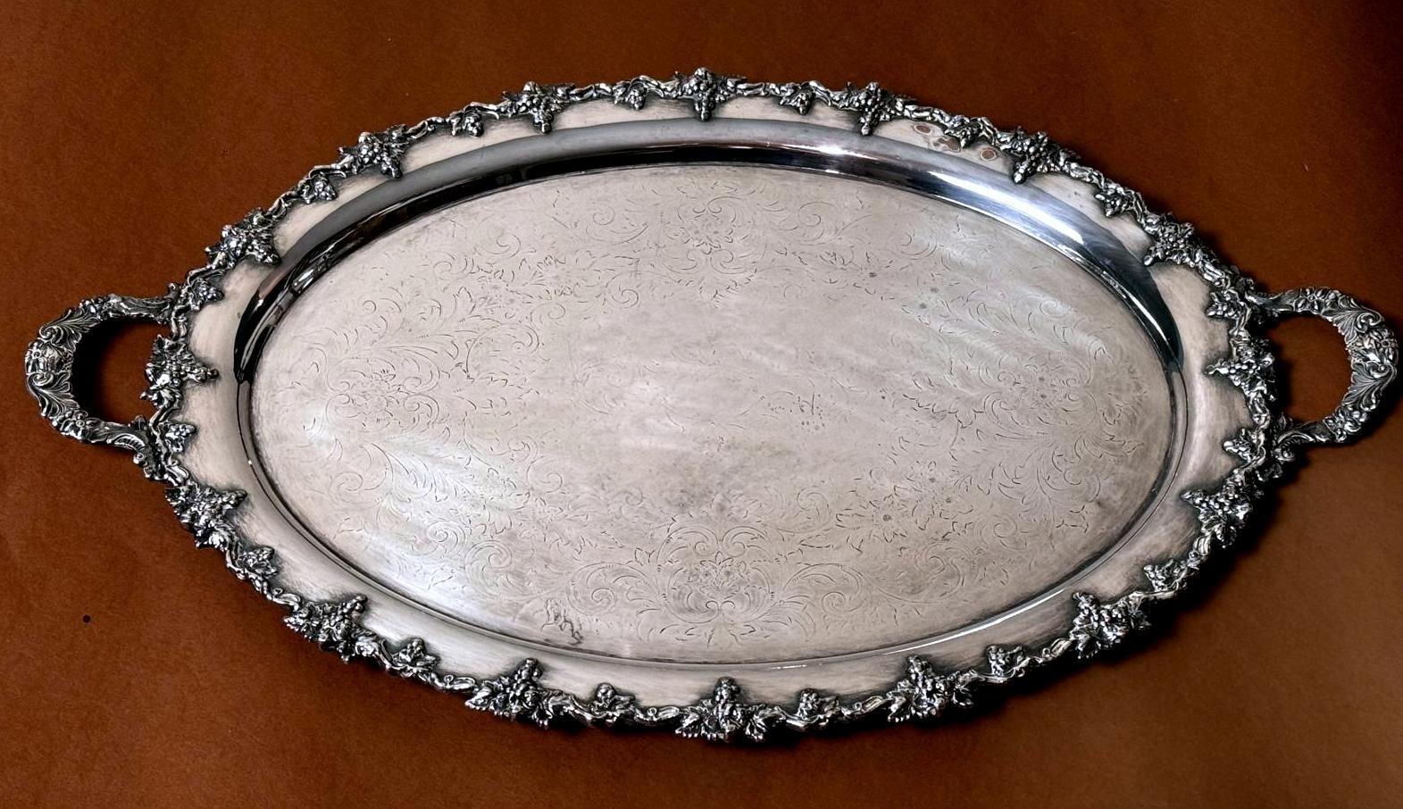 Fait main Plateau anglais Mappin Brothers Old Sheffield, style victorien gravé et marqué en vente