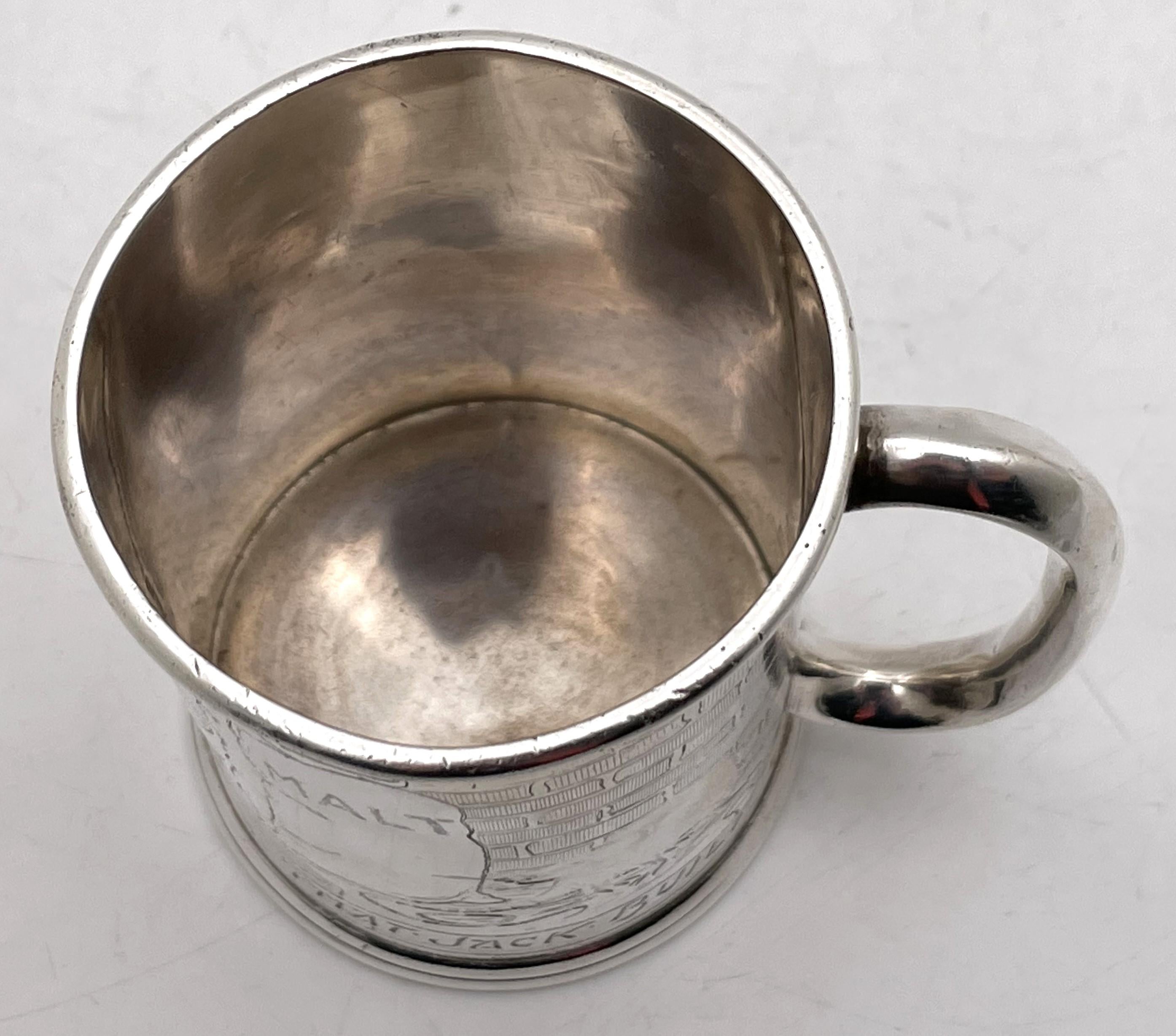 Mappin English Sterling Silver 1898 Child's / Christening Mug with House & Mouse For Sale 1
