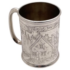 Vintage Mappin English Sterling Silver 1898 Child's / Christening Mug with House & Mouse