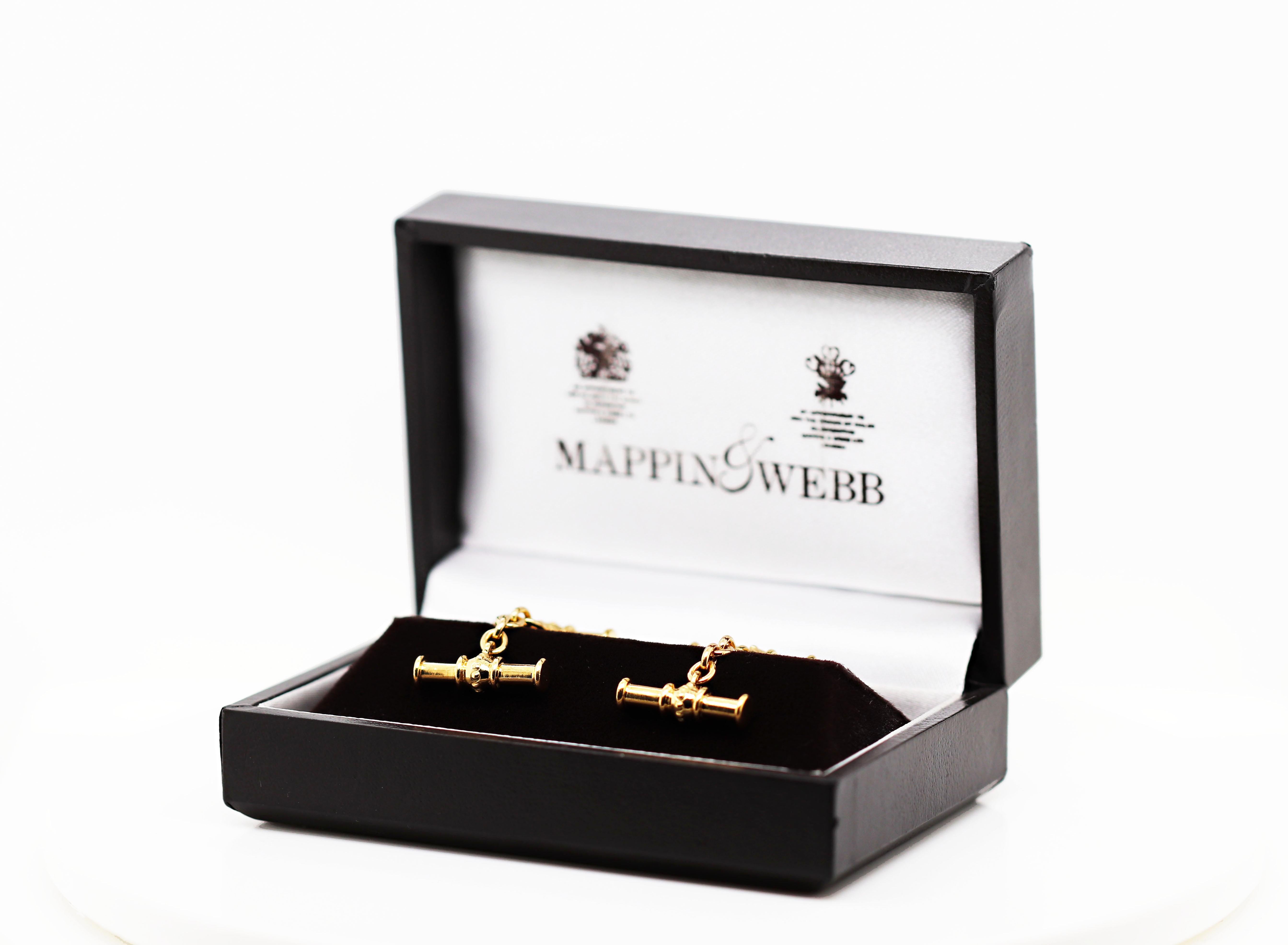 Mappin & Webb 18 Carat Yellow Gold Chain Link Cufflinks In Excellent Condition For Sale In London, GB