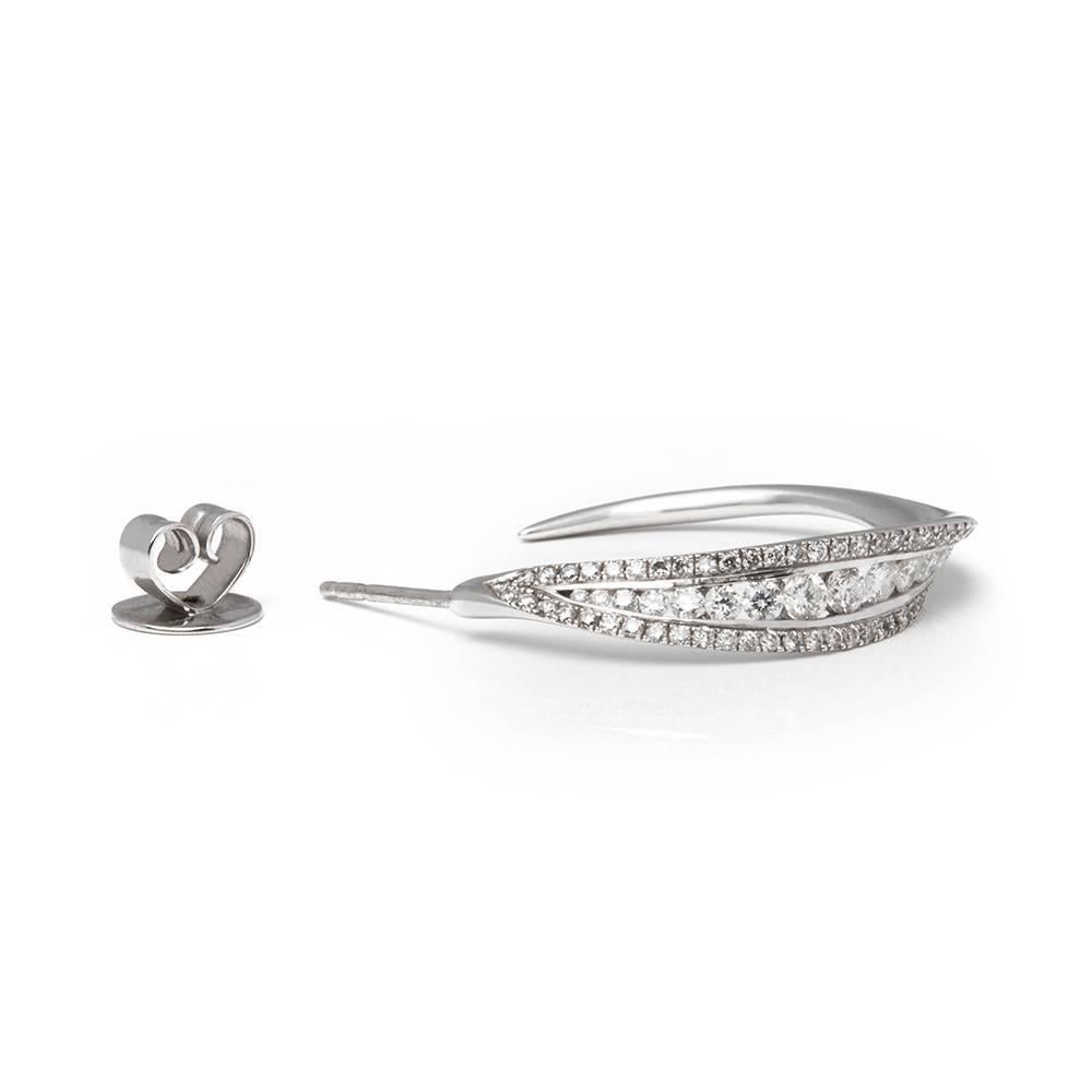 Women's Mappin & Webb 18 Karat White Gold Round Brilliant Cut Diamond Hoop Earrings