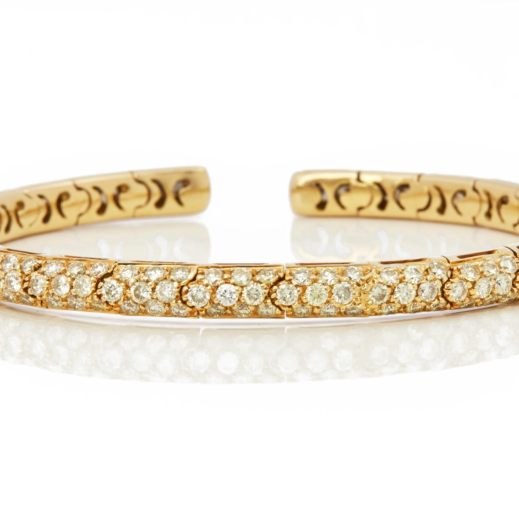 Modern Mappin & Webb 18 Karat Yellow Gold Fancy Yellow Round Cut Diamond Cuff Bangle