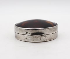 Mappin & Webb 1928 Birmingham Pill Box In Tortoise Shell And Sterling Silver