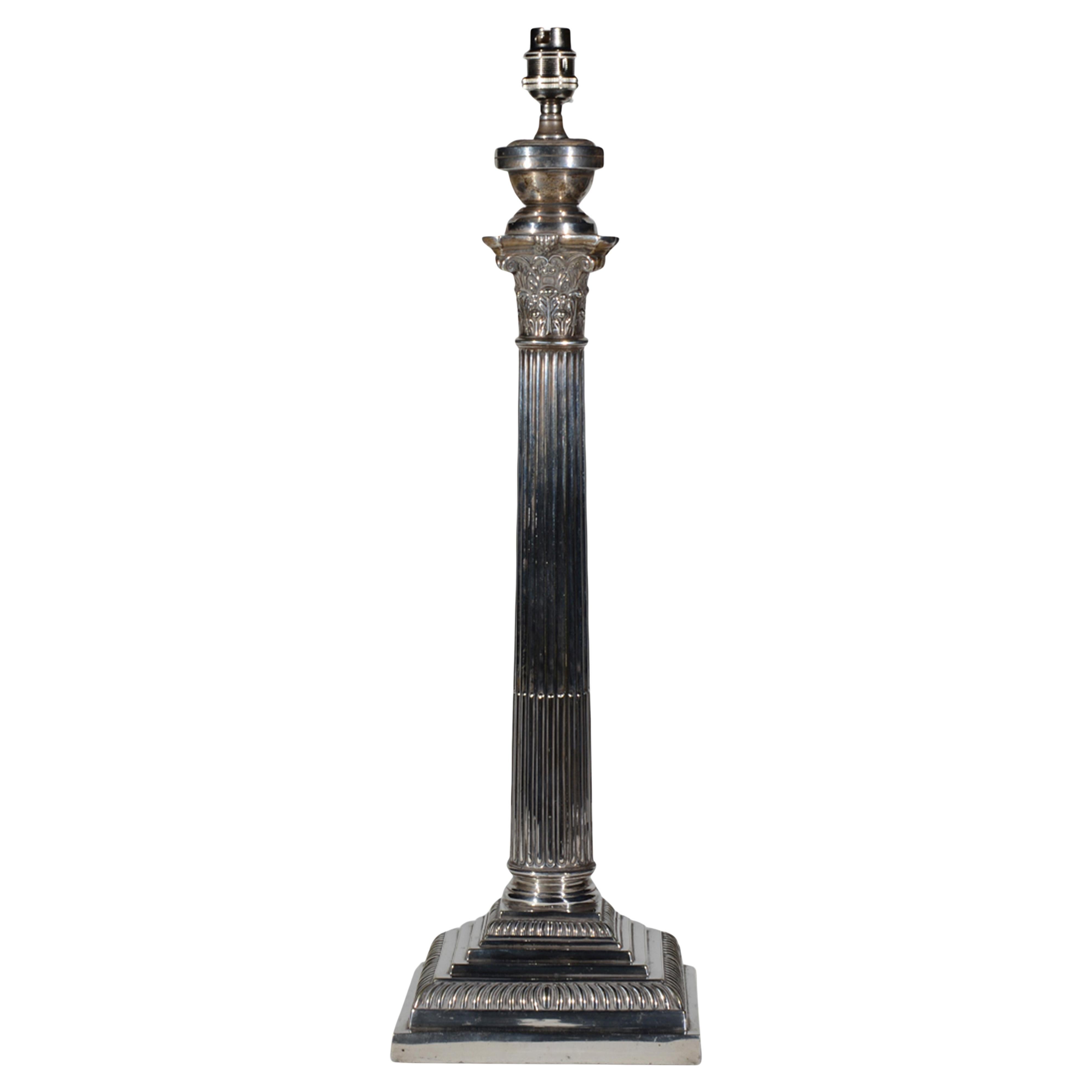 Mappin & Webb English Antique Silver Plated Table Lamp, début du 20e siècle