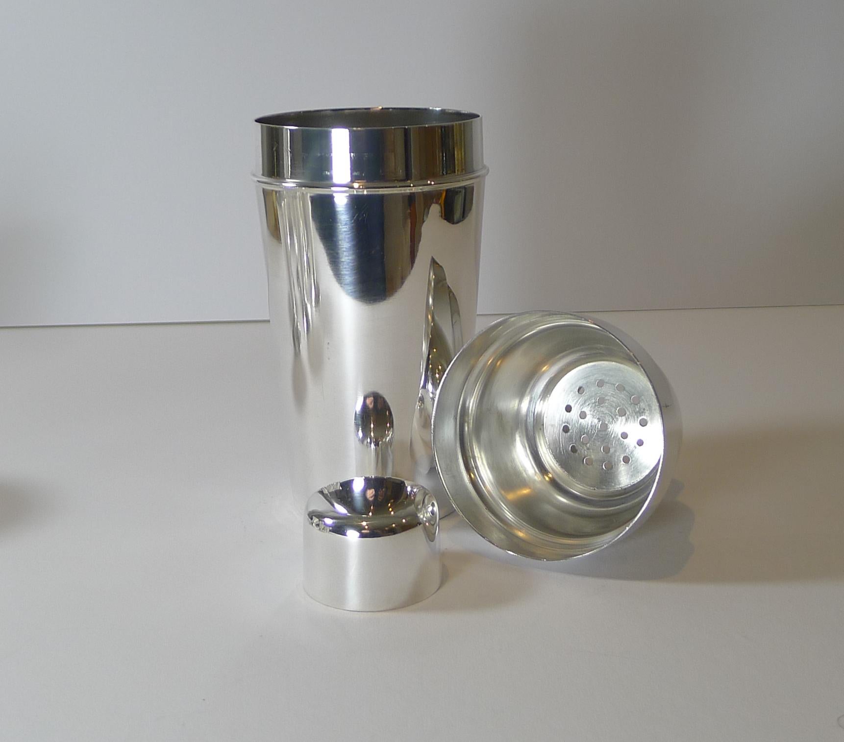 Mappin & Webb, Art Deco Silver Plated Cocktail Shaker c.1930's 4