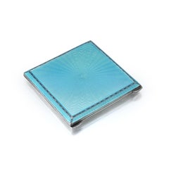 Mappin & Webb Art Deco Sterling Silver & Blue Enamel Compact, 1939