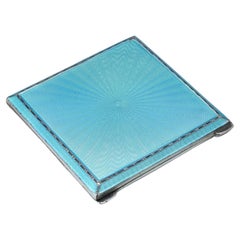 Mappin & Webb Art Deco Sterling Silver & Blue Enamel Compact, 1939