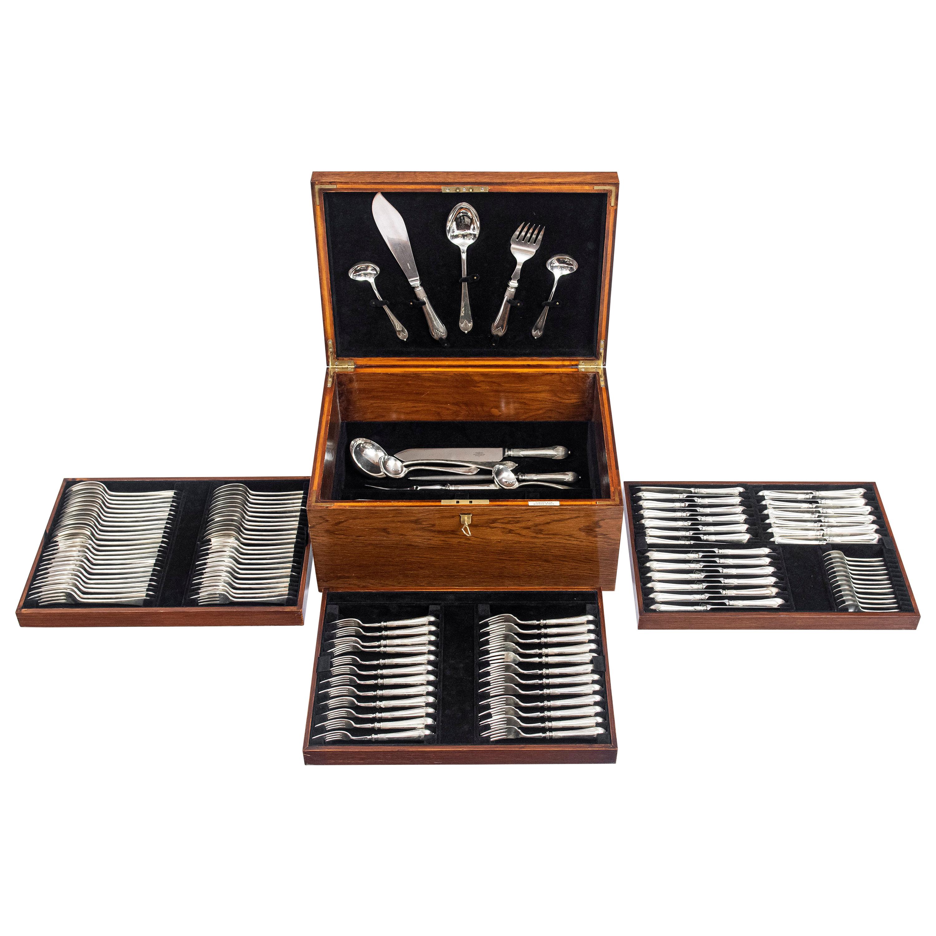 Mappin & Webb Cutlery Set for 12 People, England, Early 20th Century For Sale