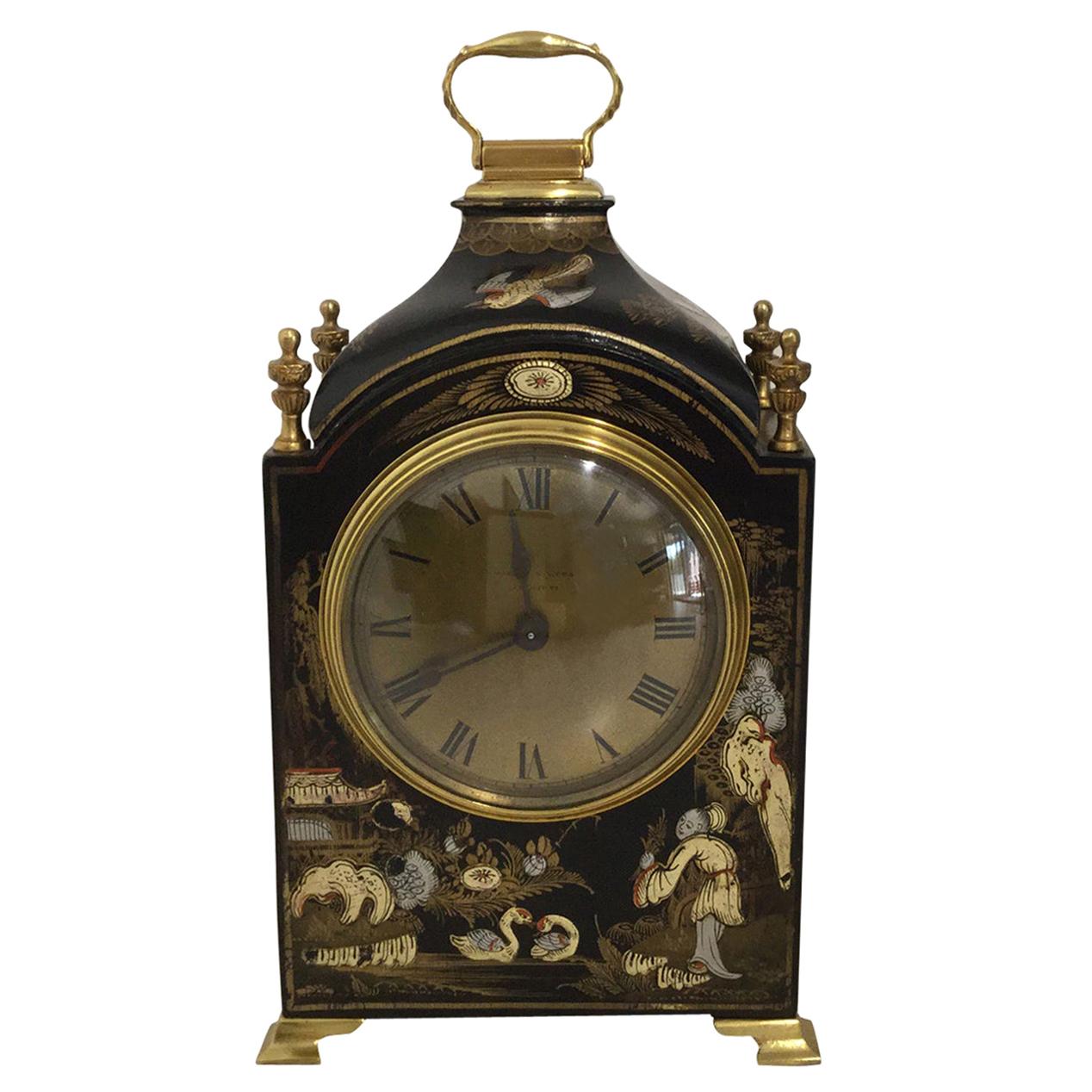 Black Chinoiserie Clock, Retailed By Mappin & Webb, London, circa 1920