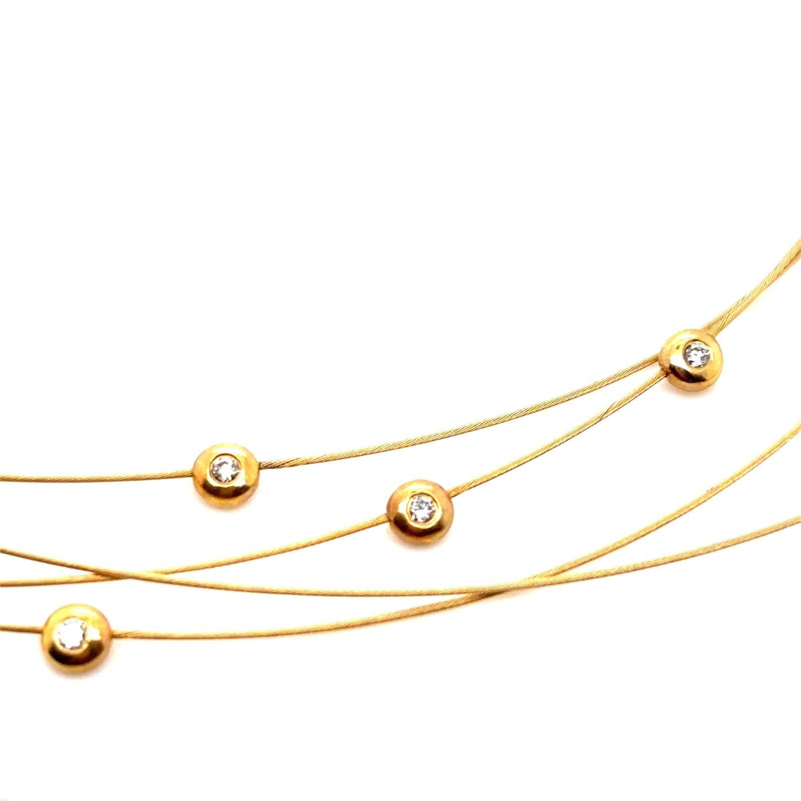 Mehrstrangige Mappin & Webb Diamant-Halskette aus 18 Karat Gelbgold mit Diamanten im Angebot 4