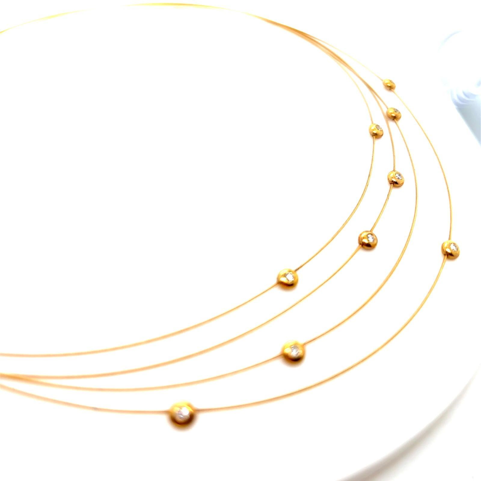Mehrstrangige Mappin & Webb Diamant-Halskette aus 18 Karat Gelbgold mit Diamanten (Moderne) im Angebot