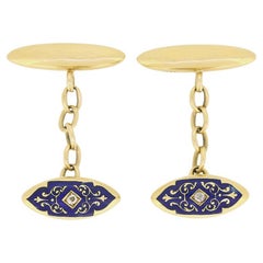 Boutons de manchette Mappin & Webb en émail et diamants