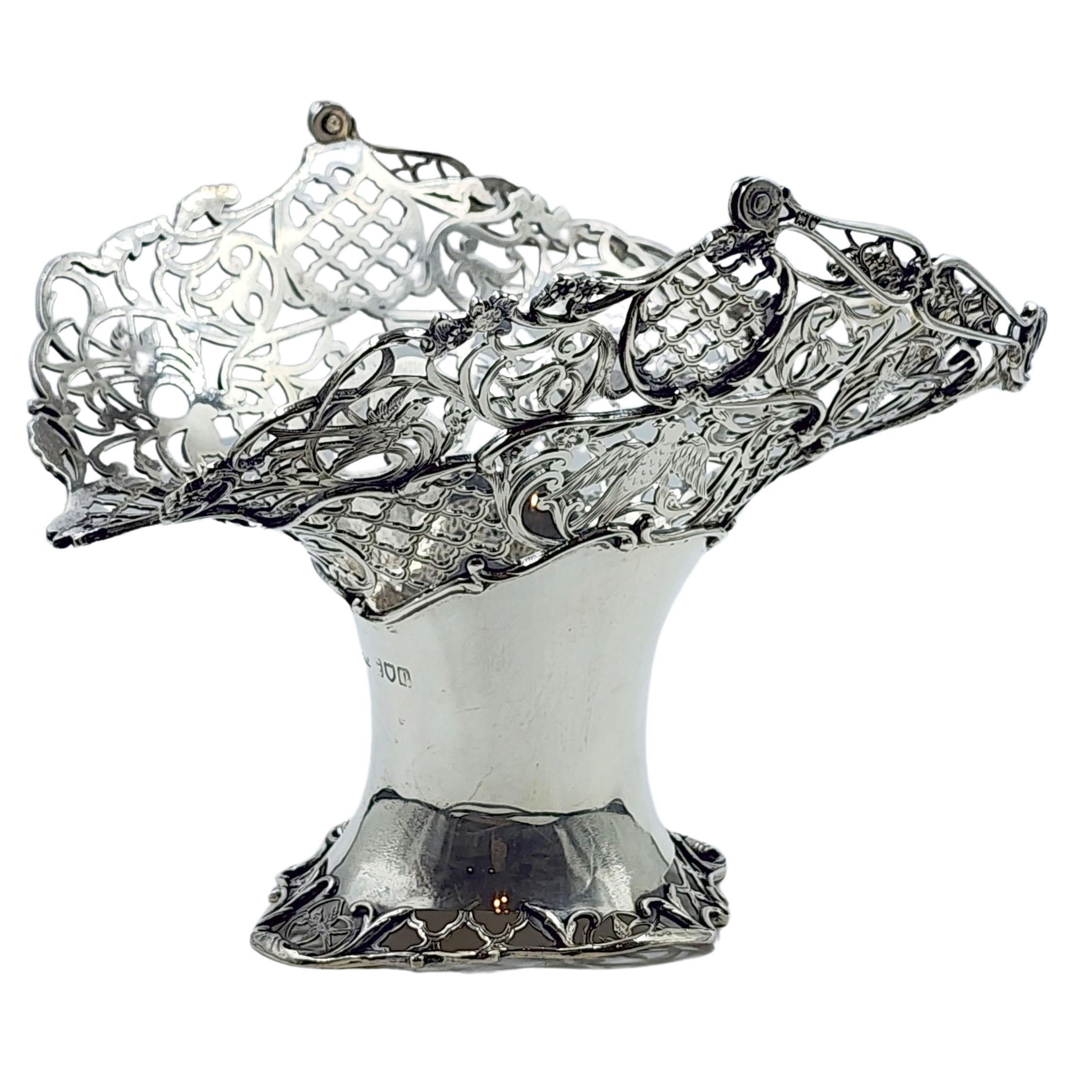 Mappin & Webb English Silver Art Nouveau Bridal Basket