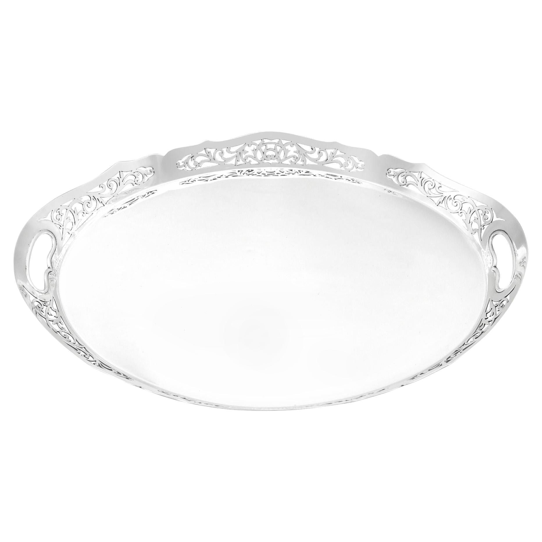 Antikes antikes Galerietablett aus Sterlingsilber von Mappin & Webb Ltd, George V. 1923