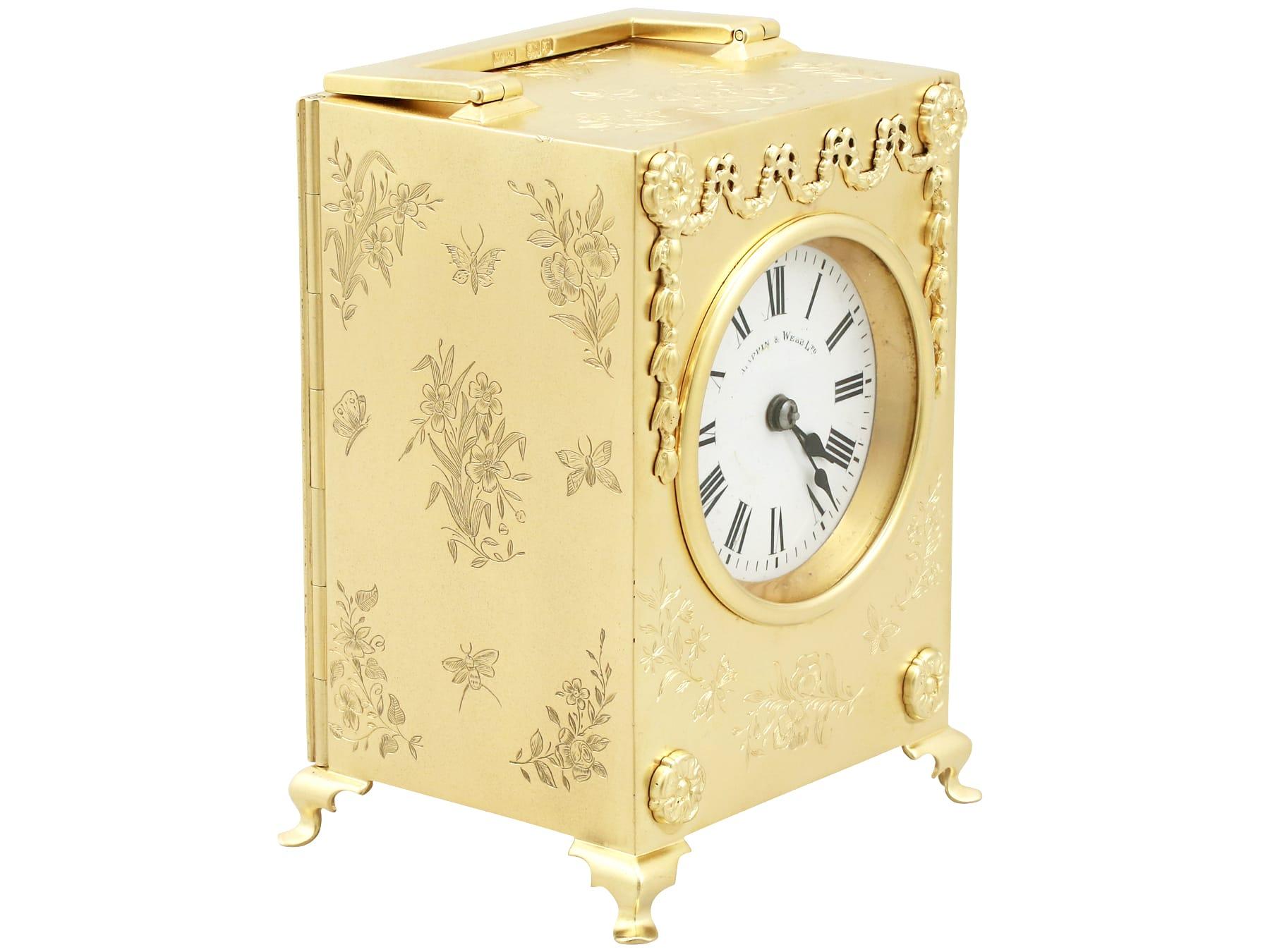 English Mappin & Webb Ltd Antique Edwardian 1900s Sterling Silver Mantel Clock For Sale