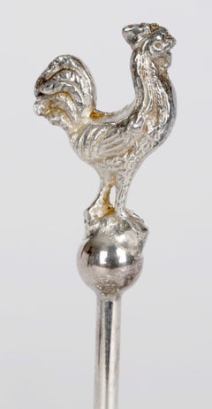Mappin & Webb Pair English Silver Plated Cockerel Mounted Egg Stands