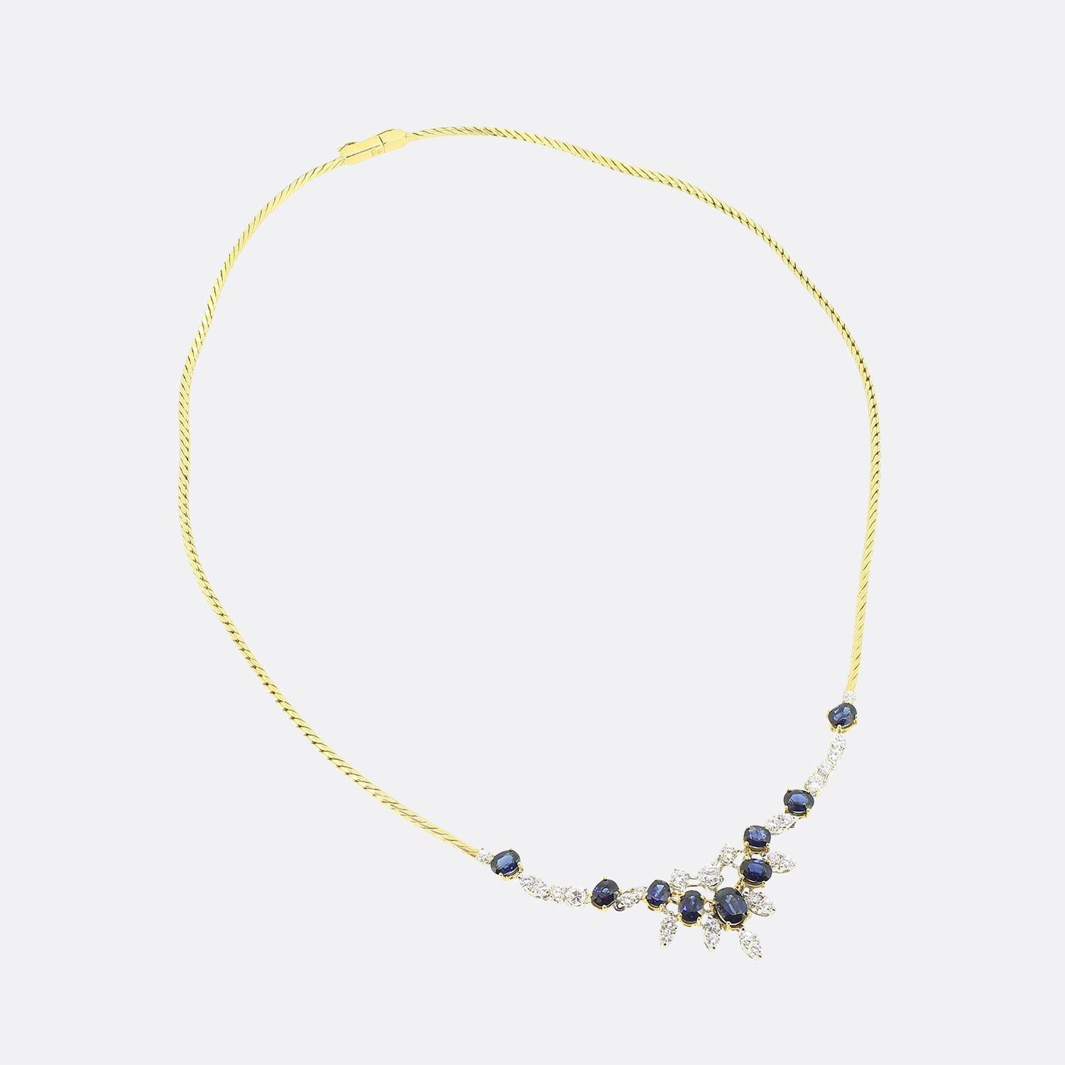 Brilliant Cut Mappin & Webb Sapphire and Diamond Necklace For Sale