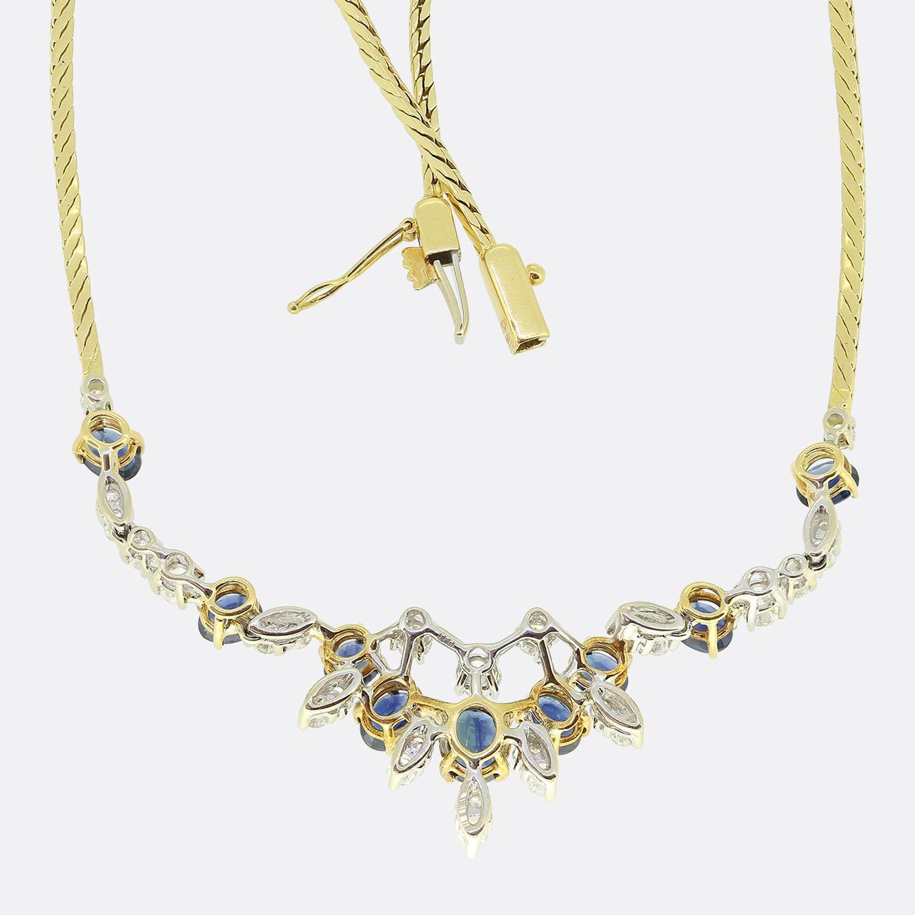Mappin & Webb Sapphire and Diamond Necklace In Good Condition For Sale In London, GB
