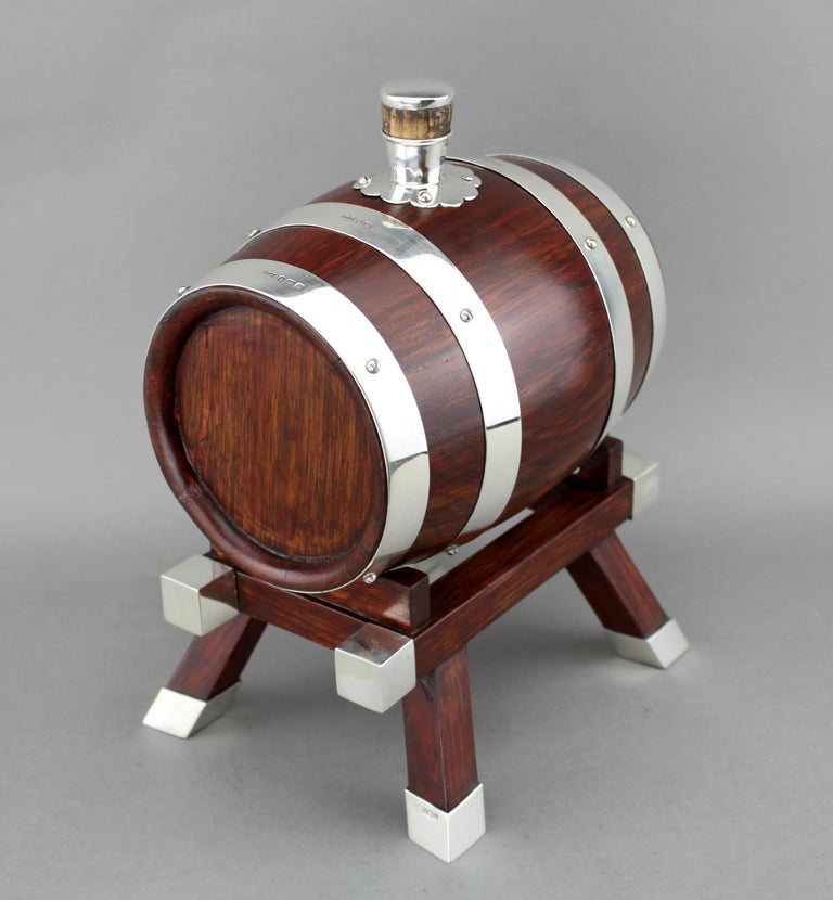 Mappin and b, Silver and Wooden Barrel / Keg with Tap for Whiskey