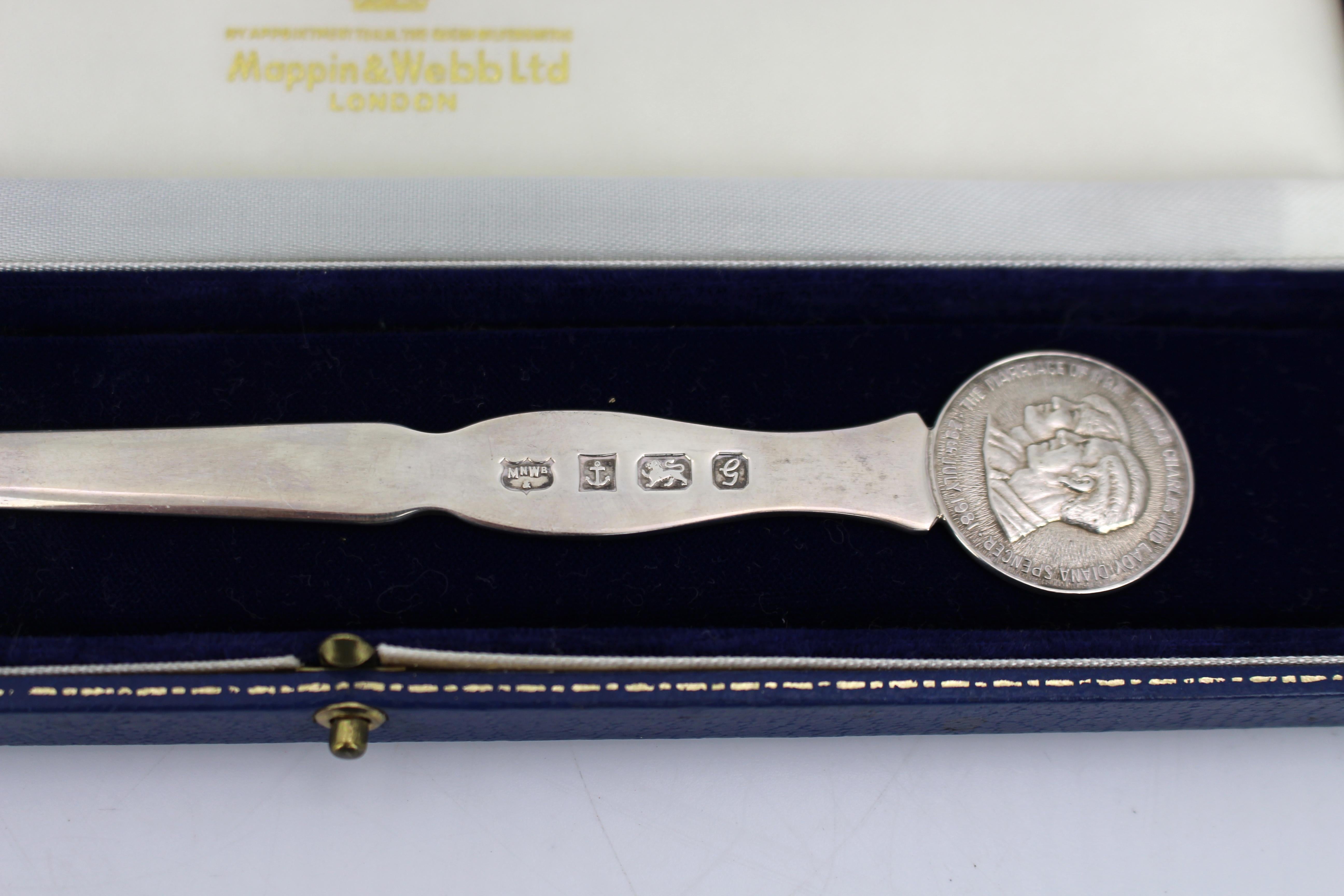 British Mappin & Webb Solid Silver Royal Wedding Letter Opener, Boxed – 1981 For Sale
