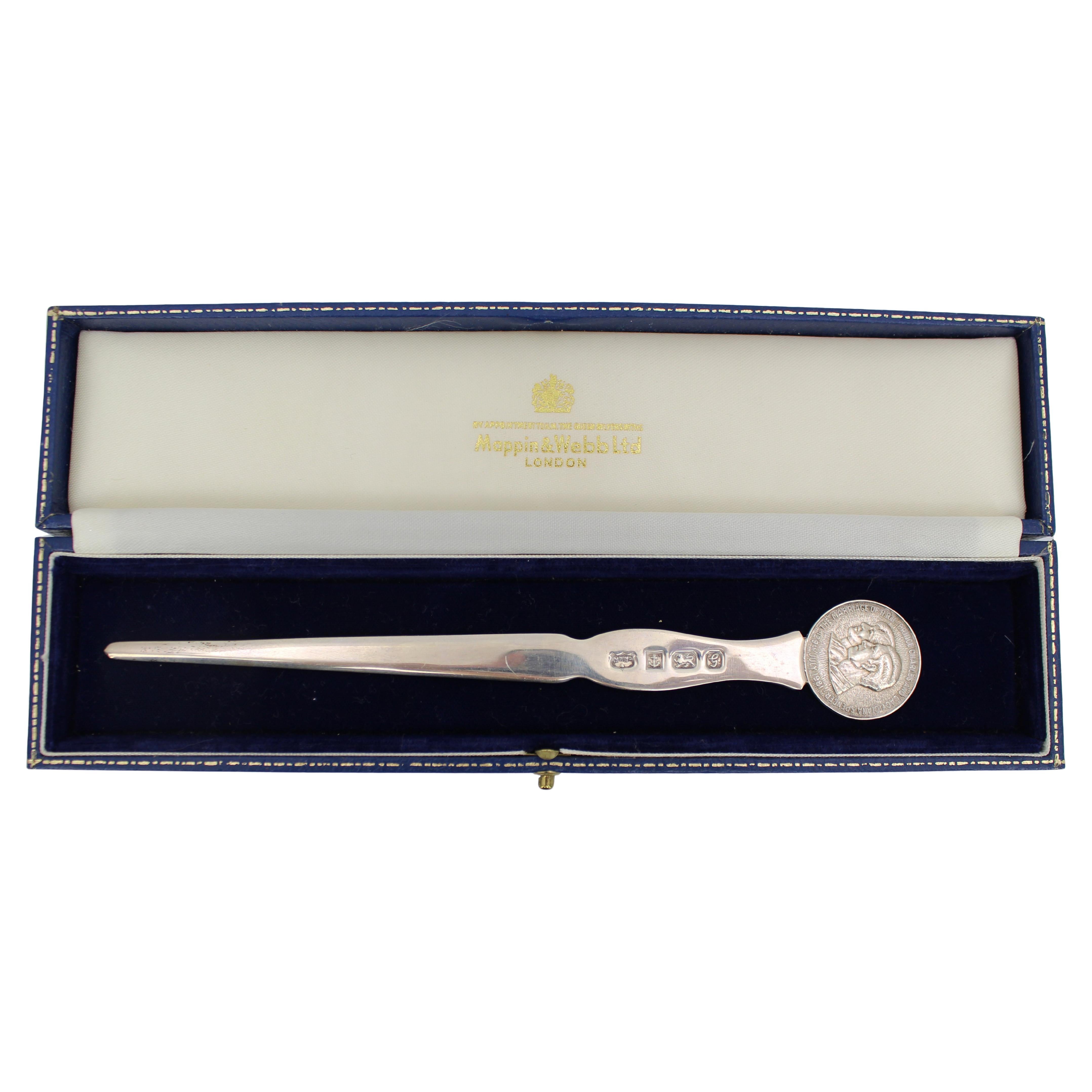 Mappin & Webb Solid Silver Royal Wedding Letter Opener, Boxed – 1981