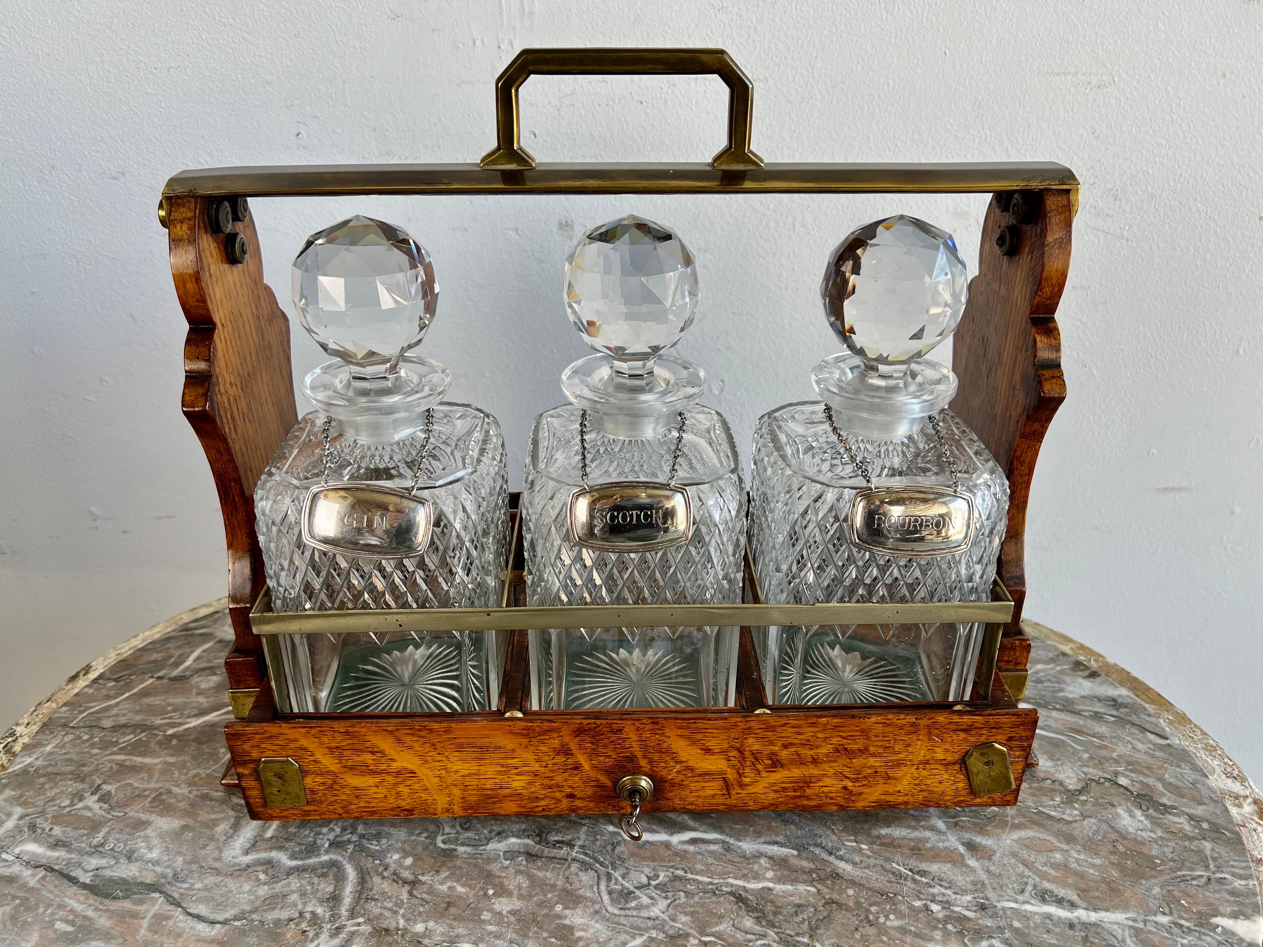 English Mappin Webb Tantalus w/ Three Decanters