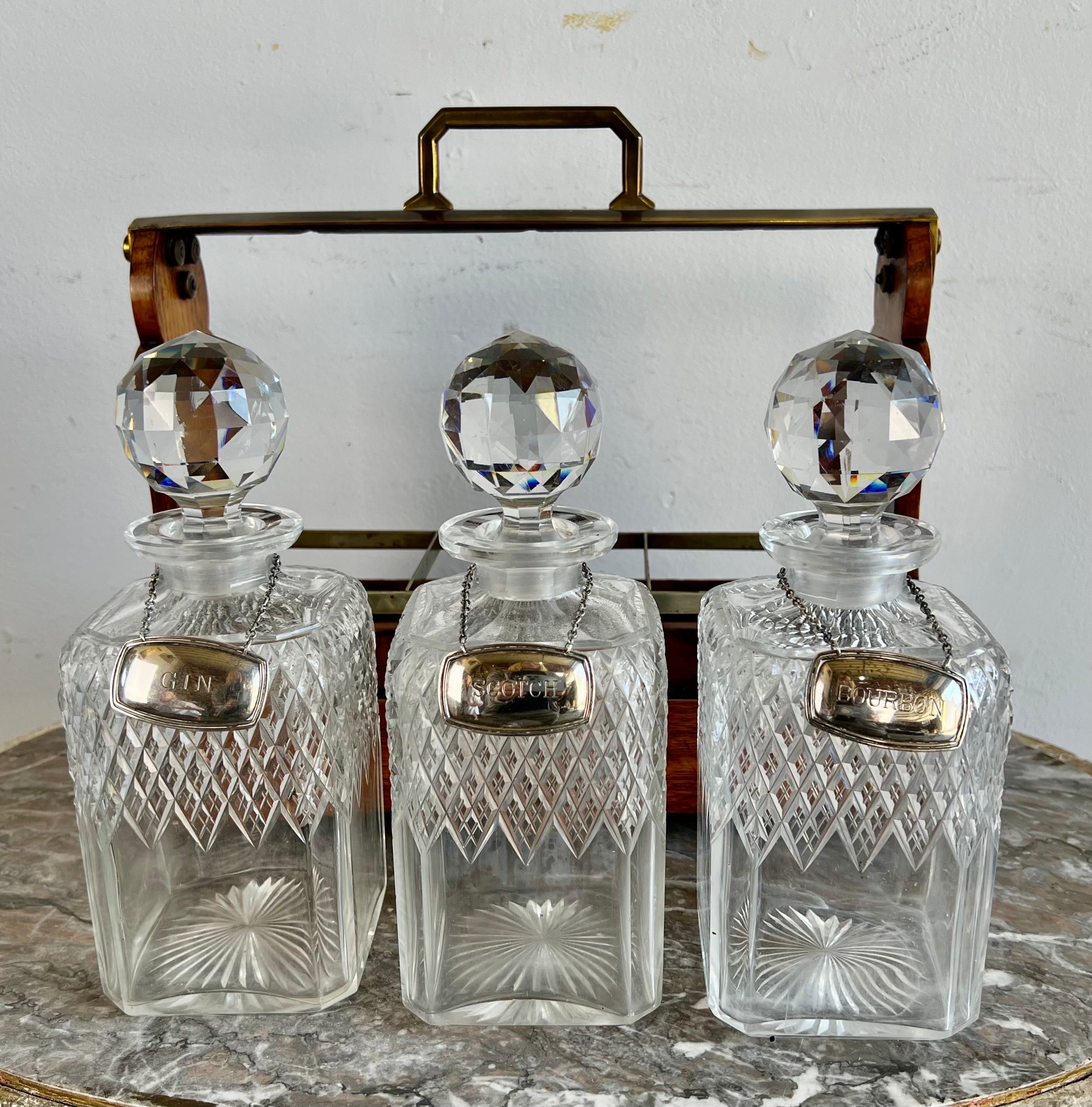 Mappin Webb Tantalus w/ Three Decanters In Good Condition In Los Angeles, CA