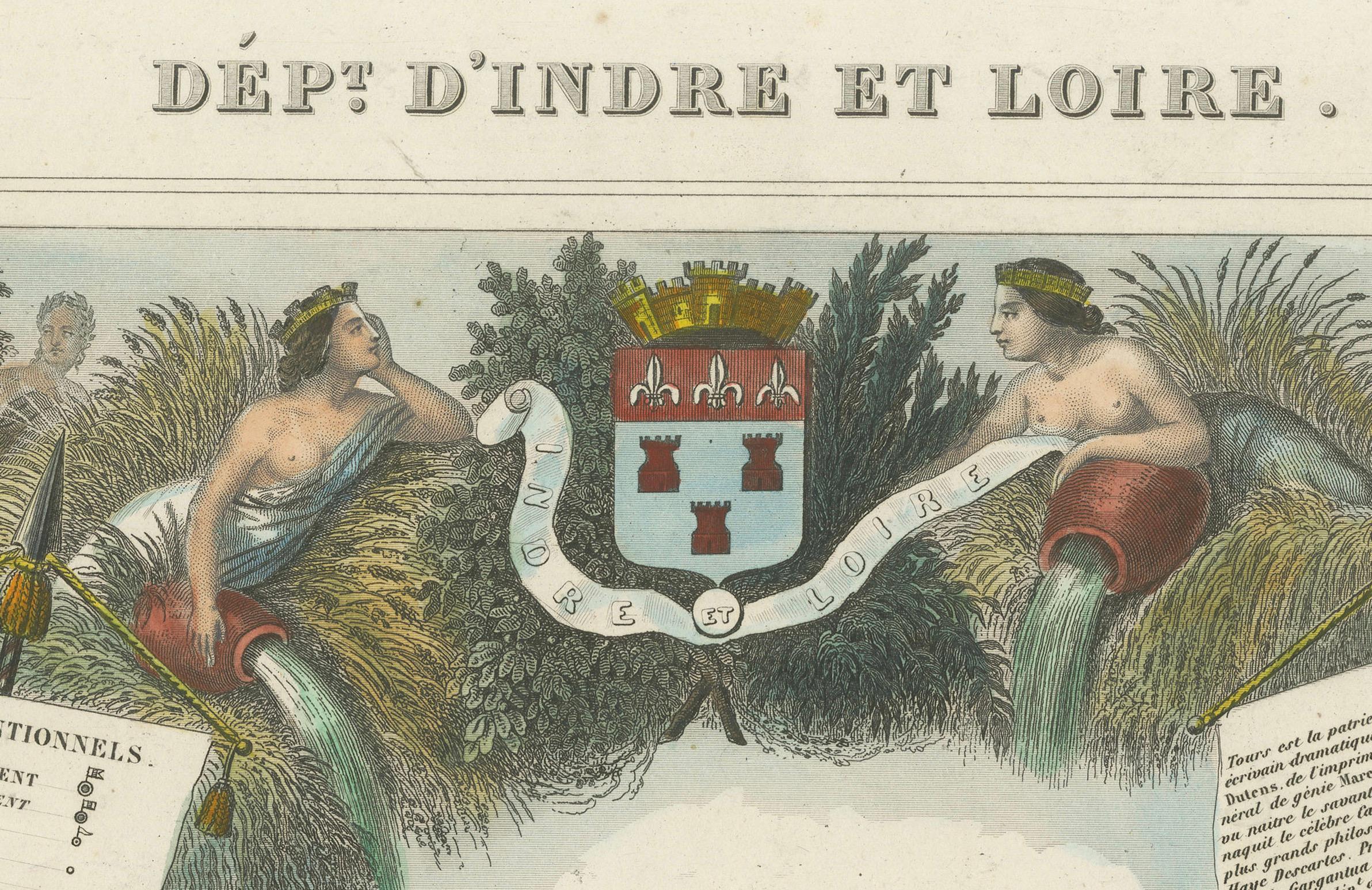 Mapping History: The Decorative Cartography of Indre-et-Loire von Levasseur, 1856 im Angebot 2