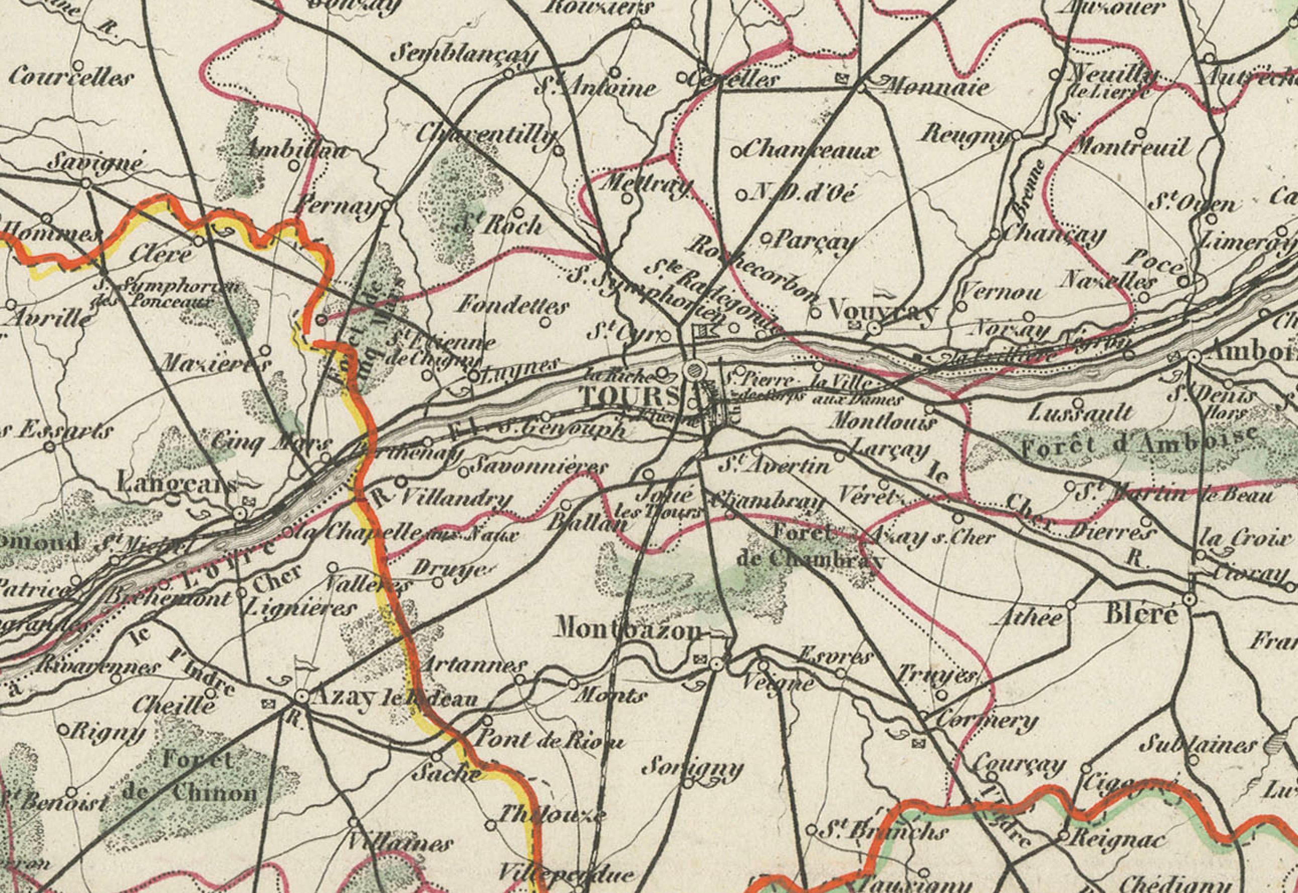 Mapping History: The Decorative Cartography of Indre-et-Loire von Levasseur, 1856 im Angebot 3