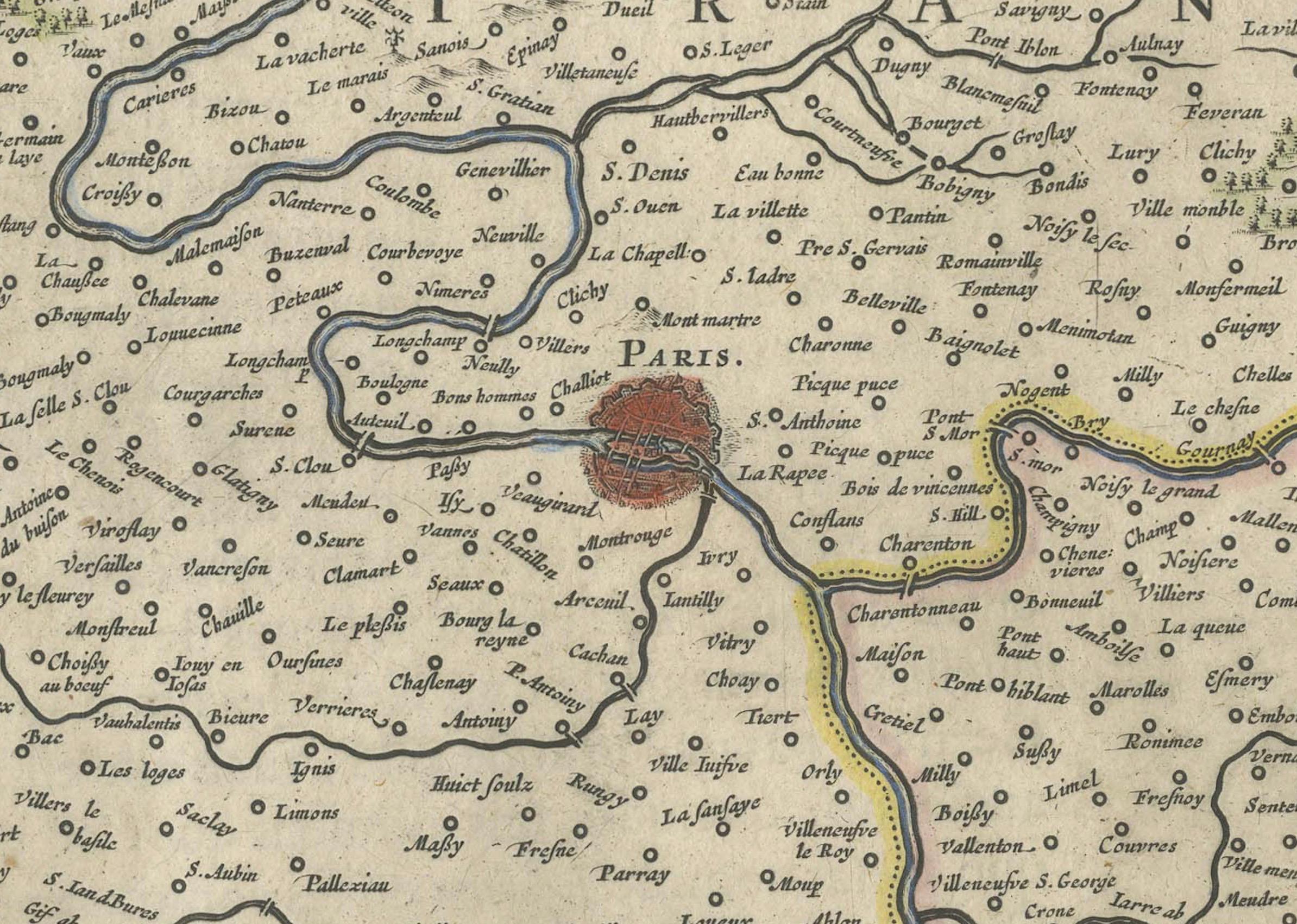 Gravé Cartographier le cœur de la France : L'Île-de-France du XVIIe siècle de Willem Blaeu, vers 1650 en vente
