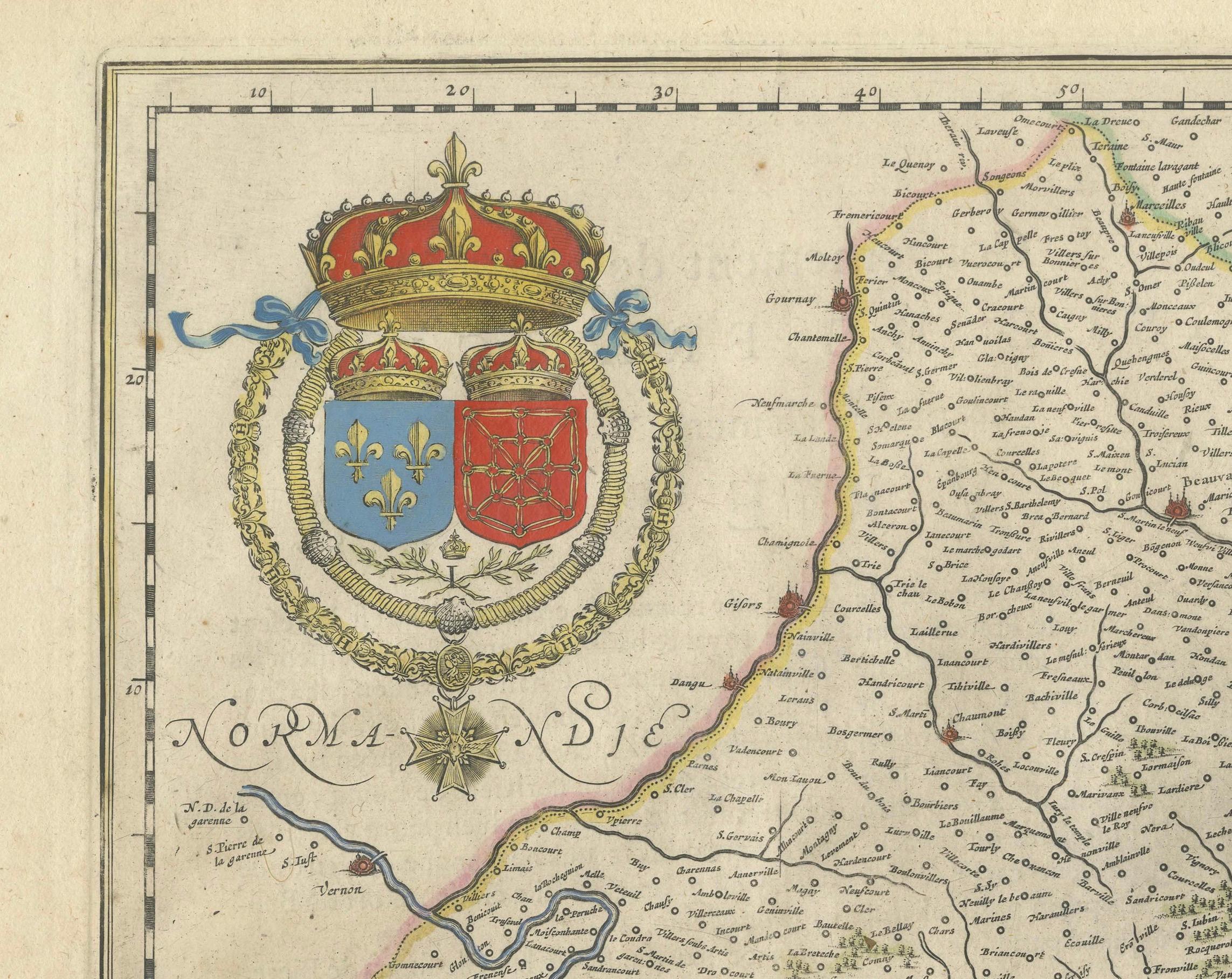 Cartographier le cœur de la France : L'Île-de-France du XVIIe siècle de Willem Blaeu, vers 1650 Bon état - En vente à Langweer, NL