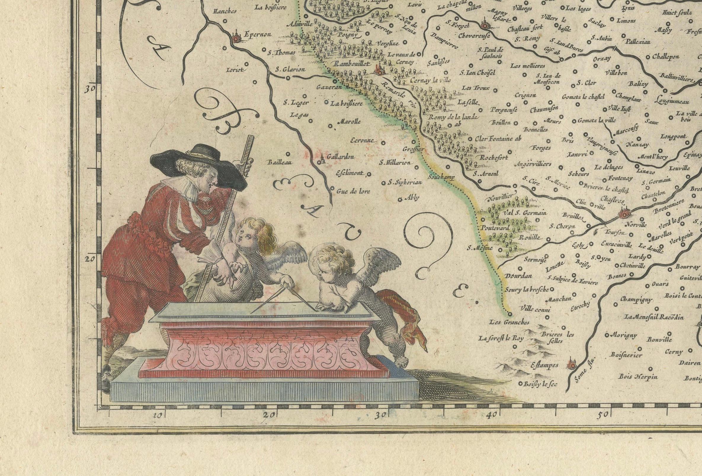 Die Kartierung des Herzens von Frankreich: Willem Blaeus Île-de-France aus dem 17. Jahrhundert, ca. 1650 (Mitte 17. Jahrhundert) im Angebot