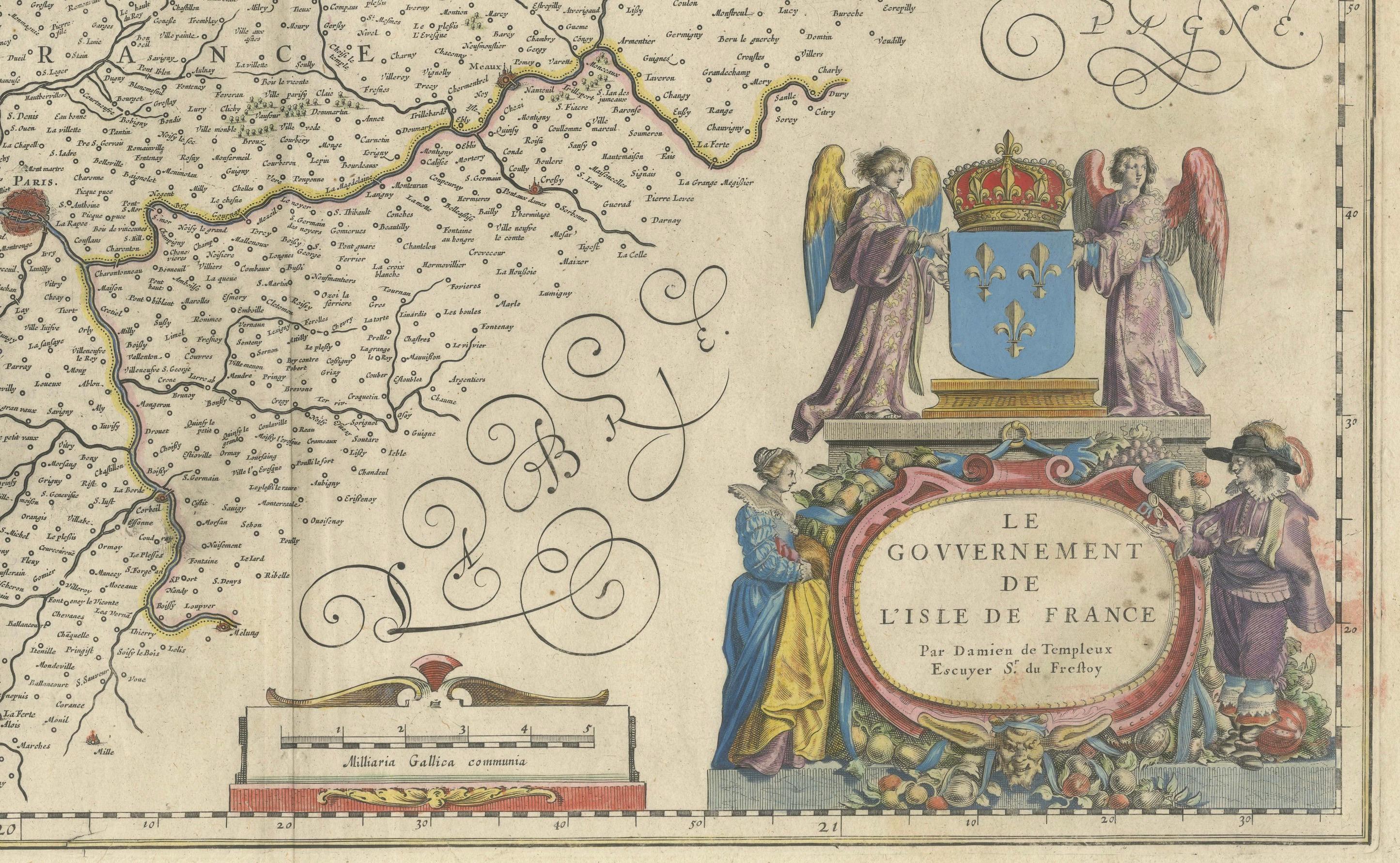 Die Kartierung des Herzens von Frankreich: Willem Blaeus Île-de-France aus dem 17. Jahrhundert, ca. 1650 im Angebot 1