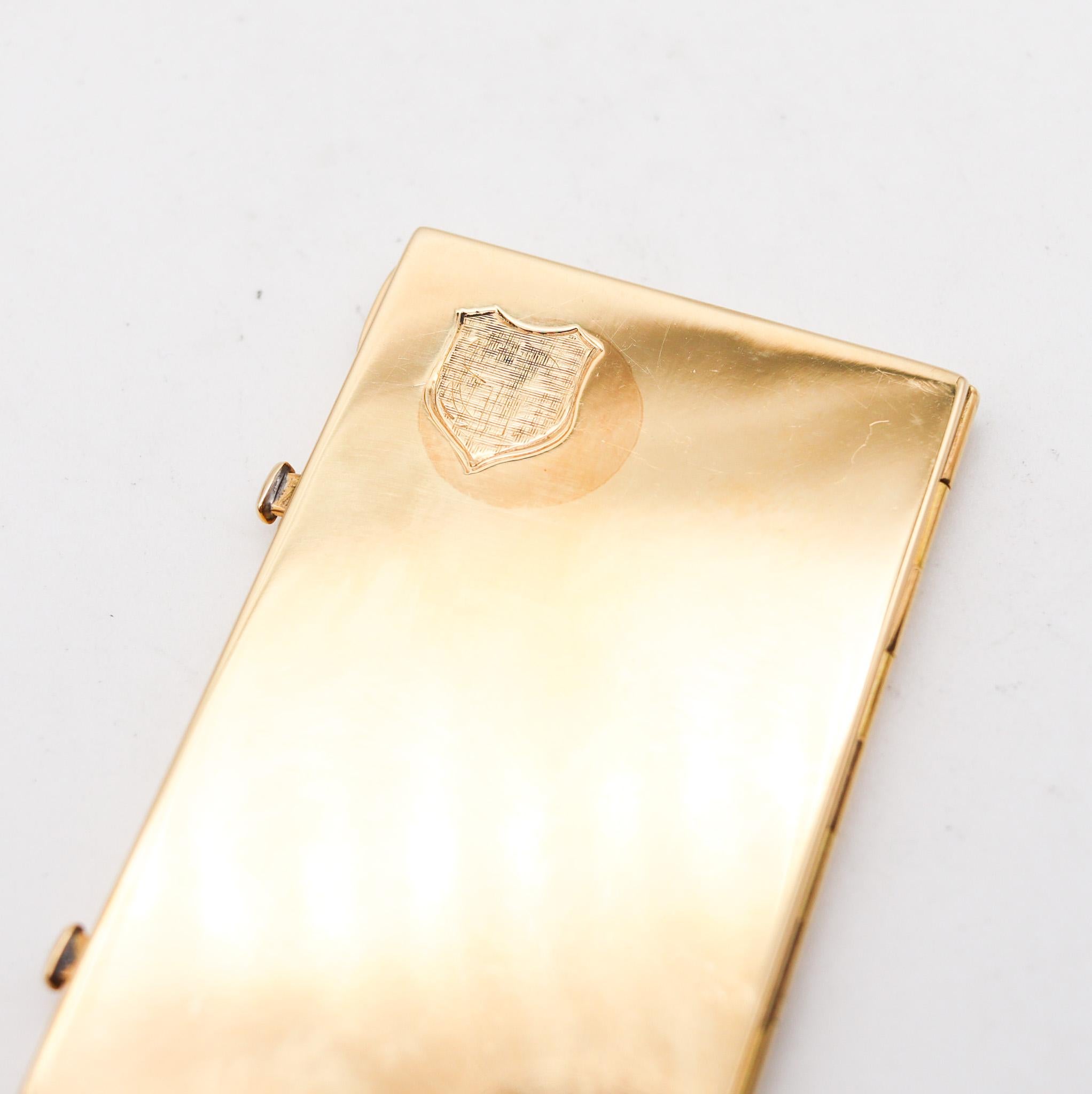 Mapping & Webb 1911 London Enamel Guilloche Vesta Cigar cutter Case In 18Kt Gold 4