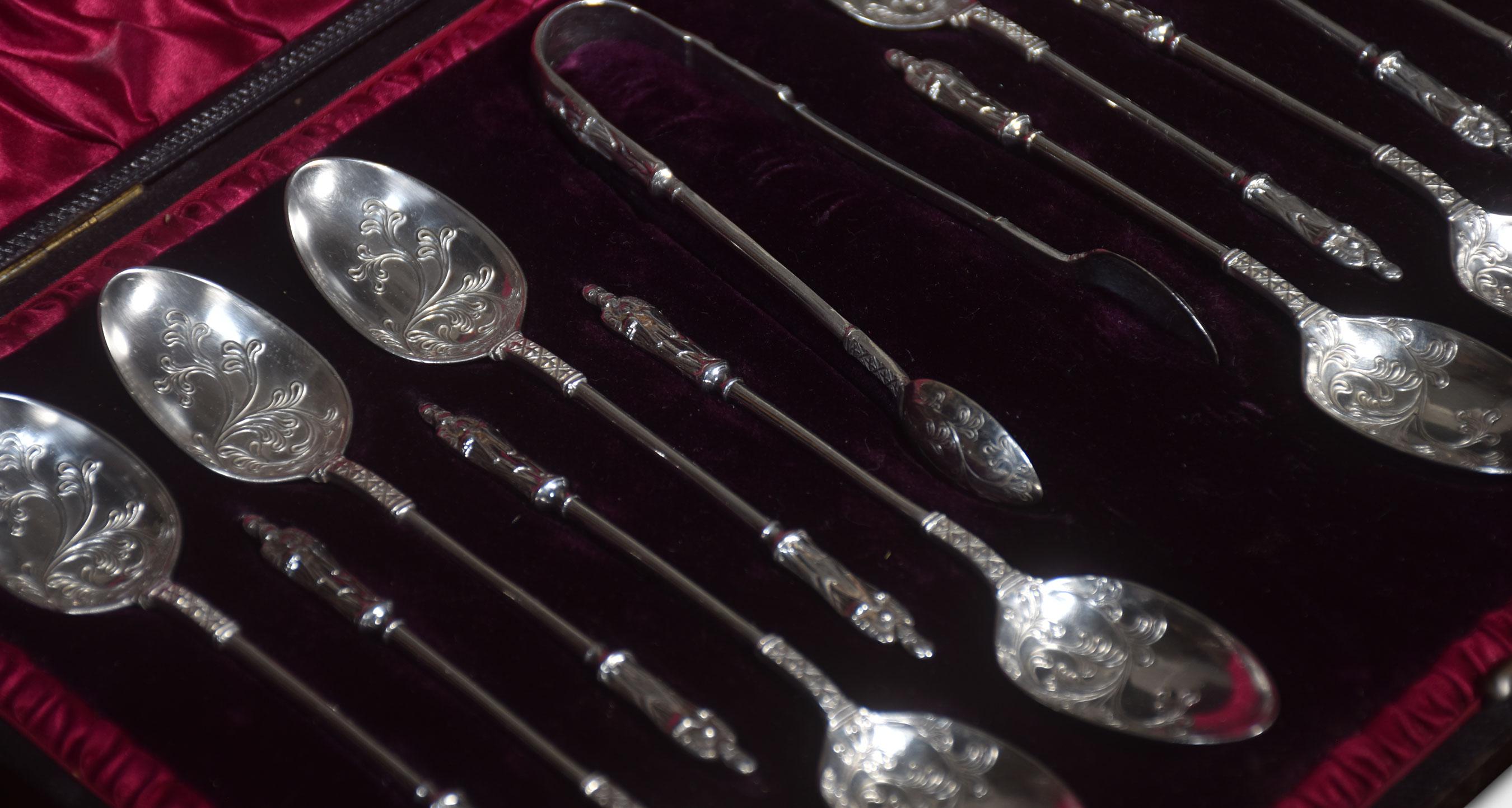 Mapping & Webb silver spoon set In Good Condition For Sale In Cheshire, GB