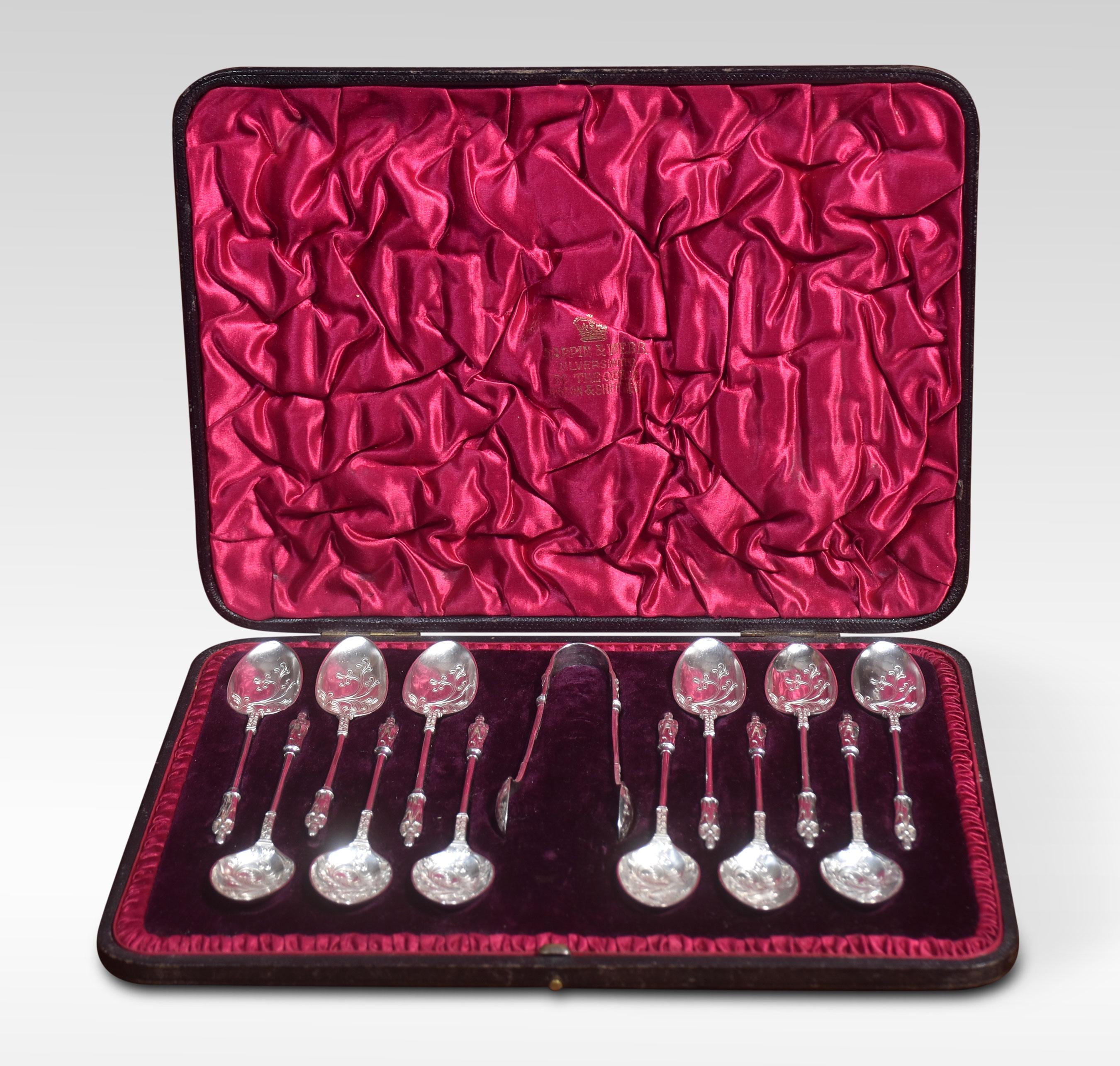 20th Century Mapping & Webb silver spoon set For Sale