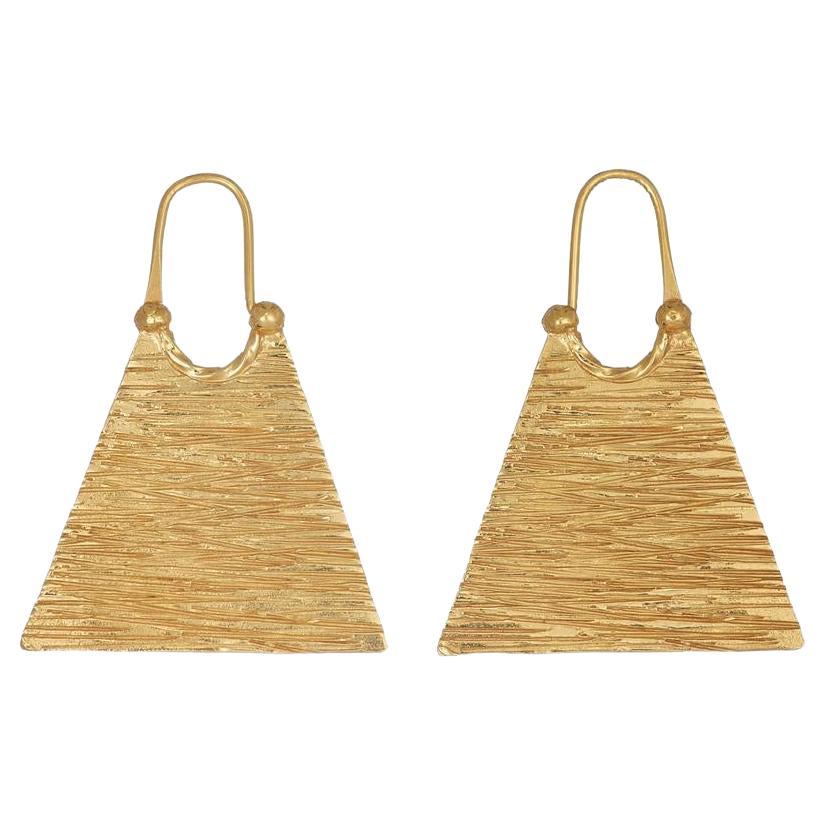 Mapuche Earrings are handmade of 24ct gold-plated bronze  For Sale
